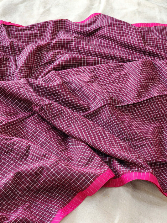 Purple Pink Cotton Handloom Saree
