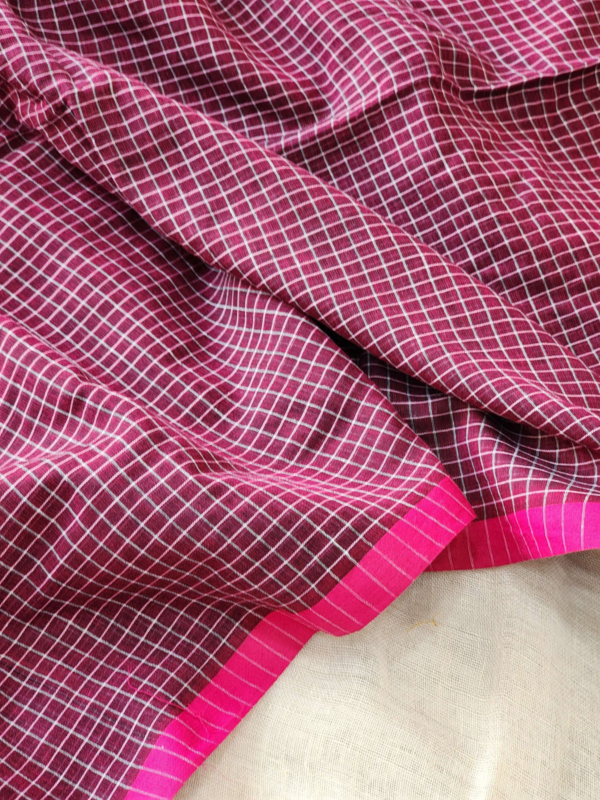Purple Pink Cotton Handloom Saree