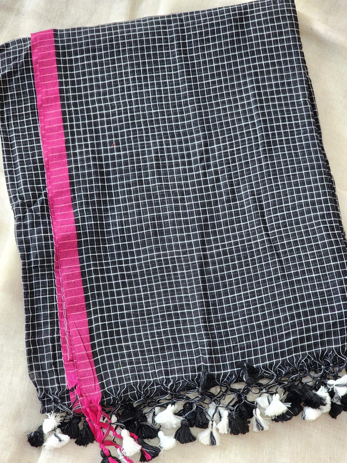 Black Cotton Handloom Saree