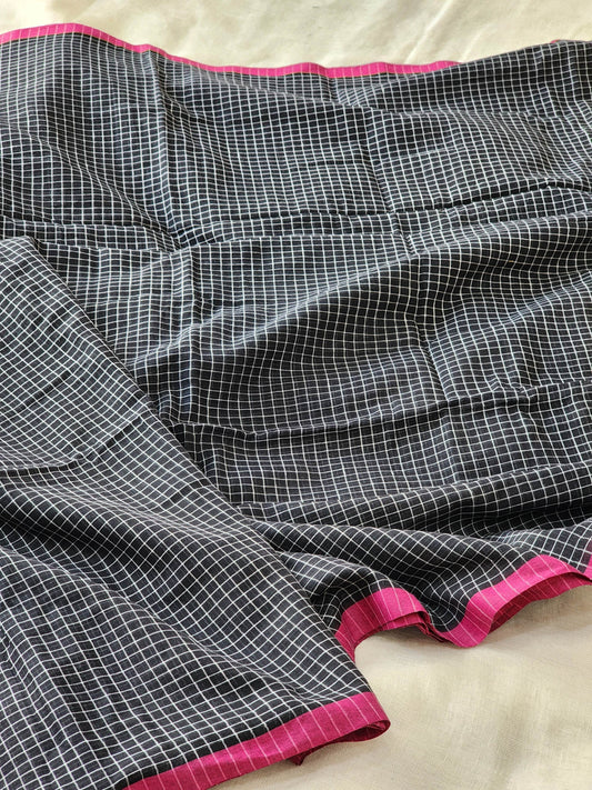 Black Cotton Handloom Saree