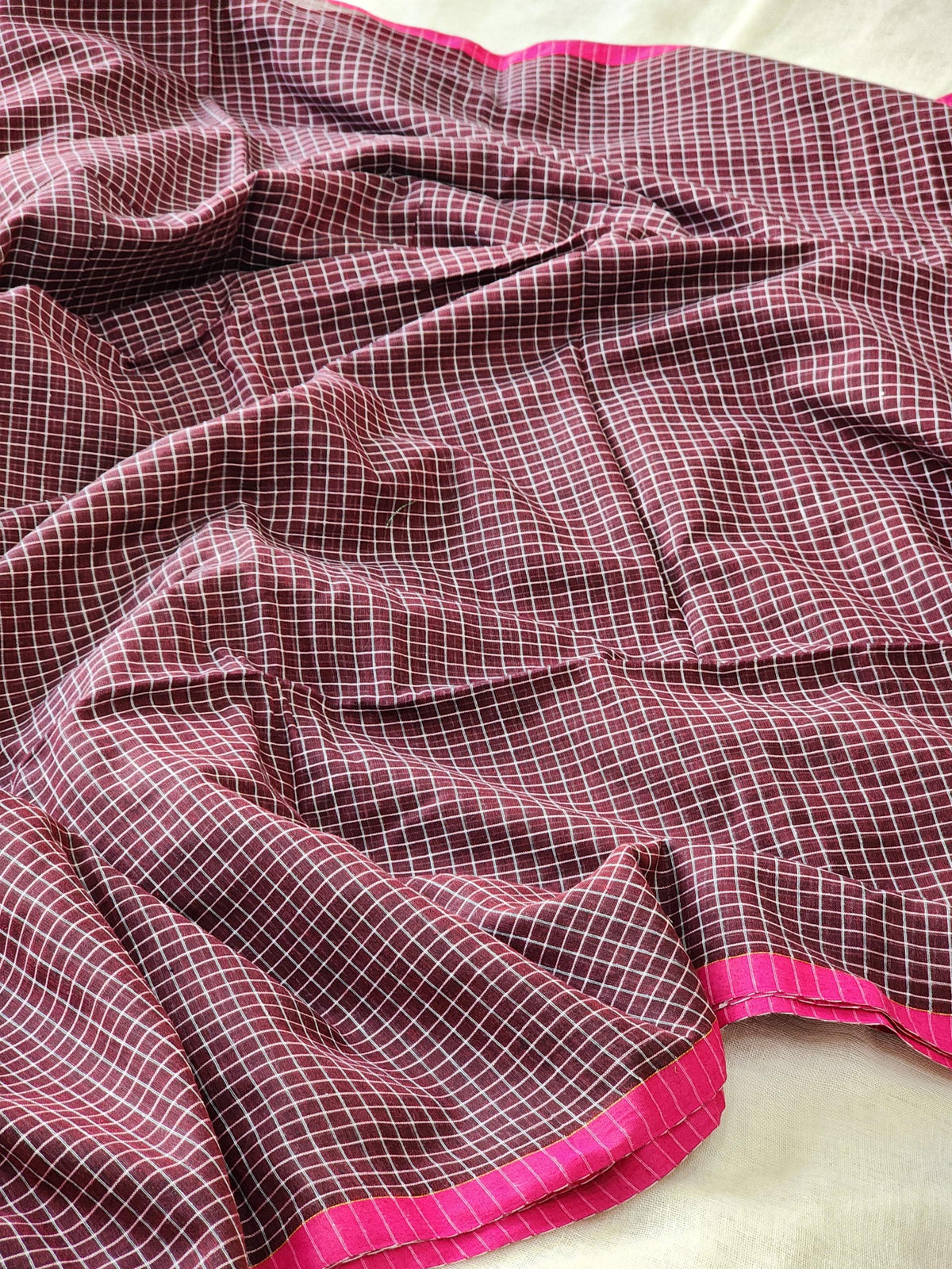 Maroon Cotton Handloom Saree