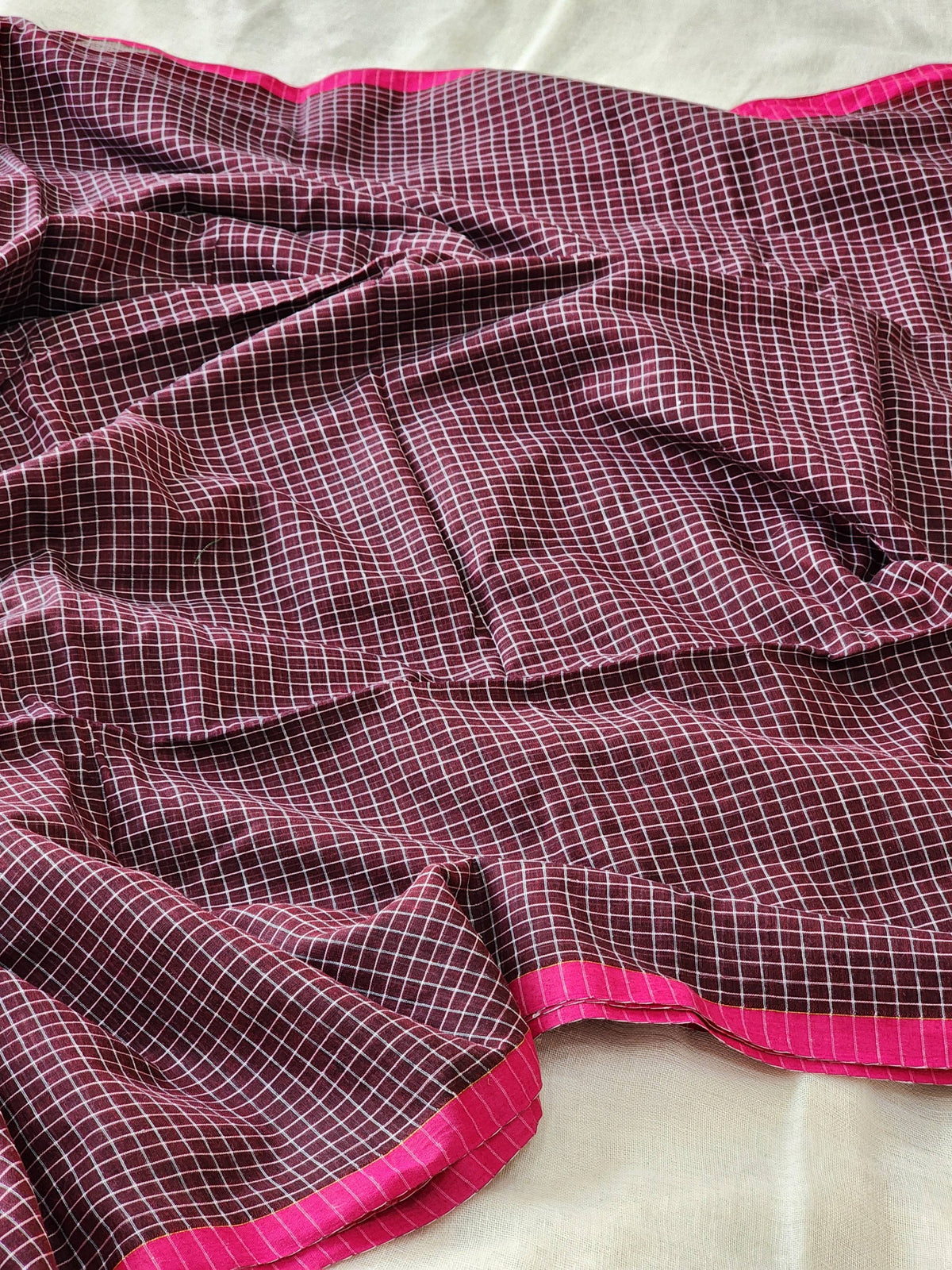 Maroon Cotton Handloom Saree