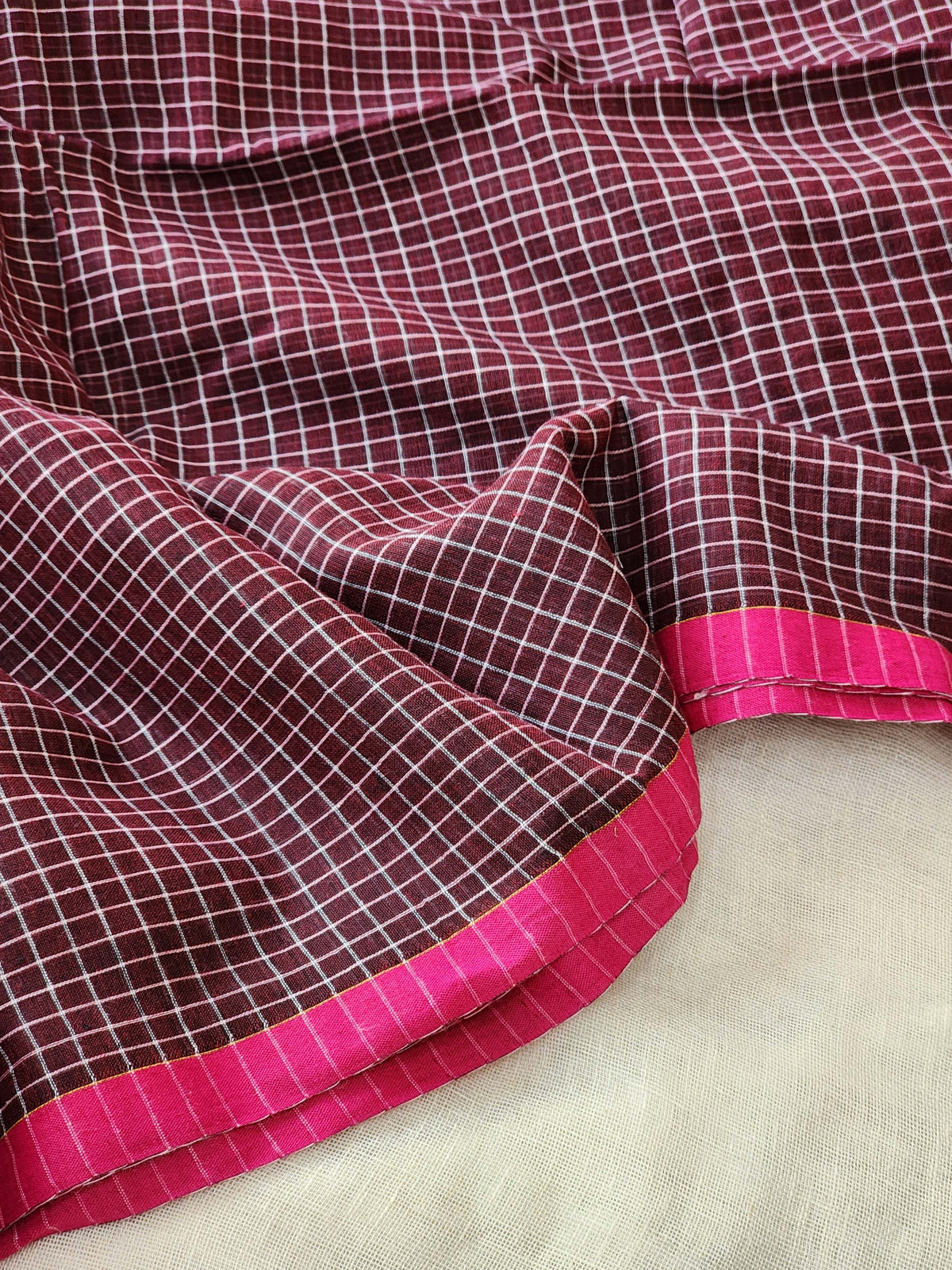 Maroon Cotton Handloom Saree