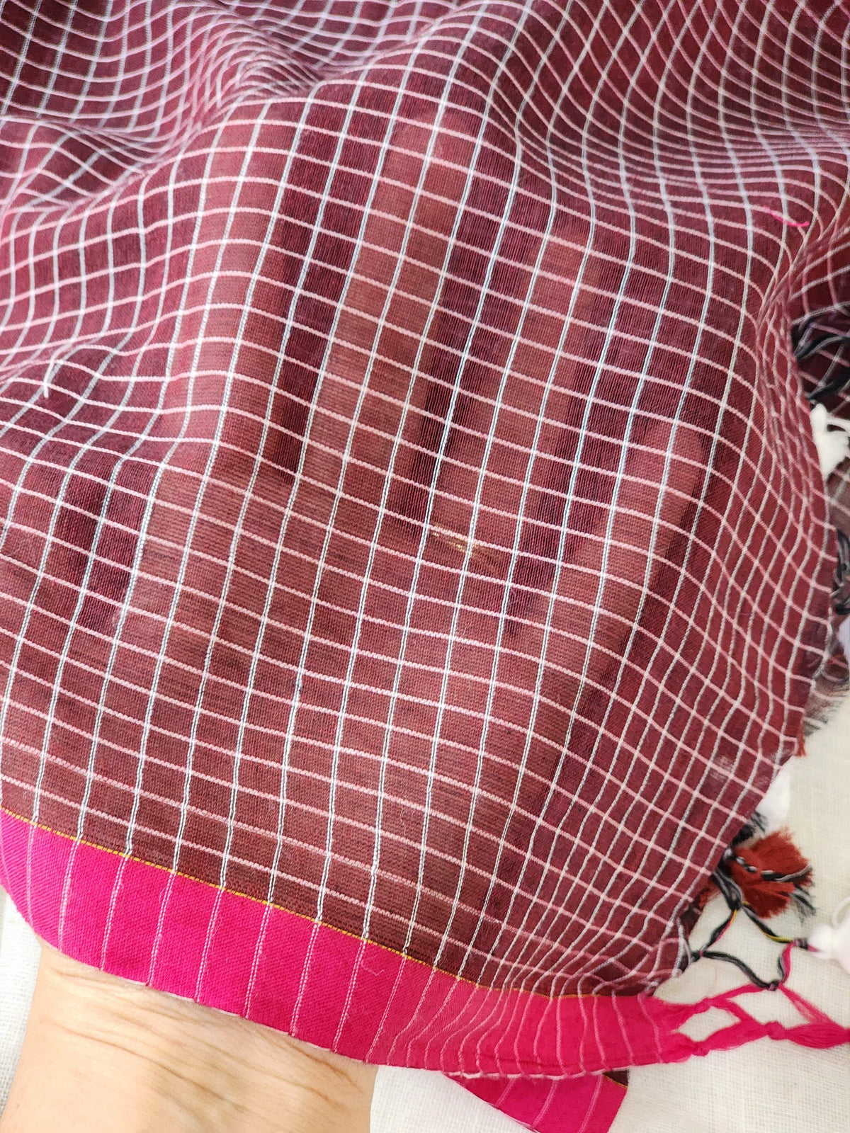 Maroon Cotton Handloom Saree