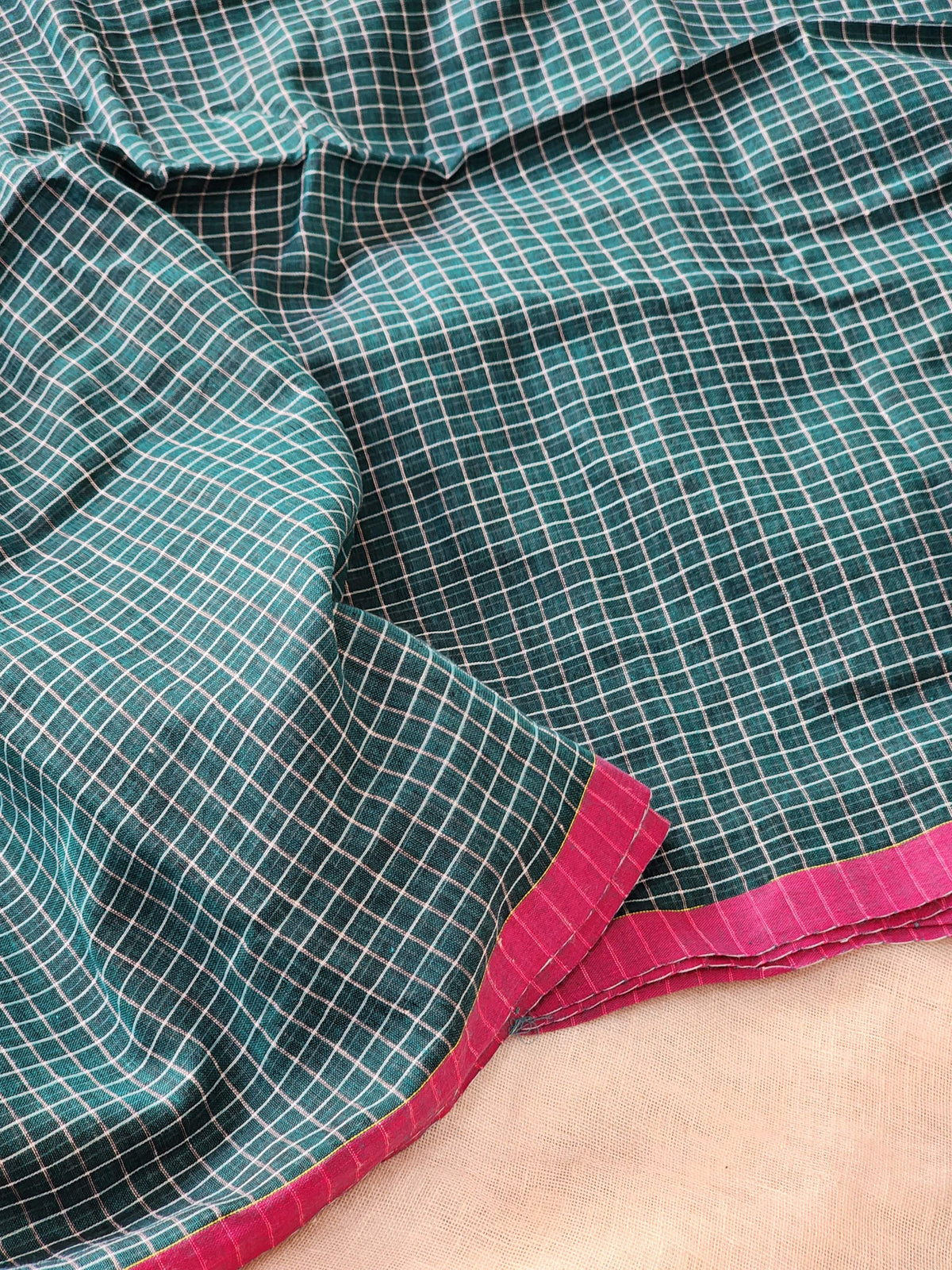 Forest Green Cotton Handloom Saree