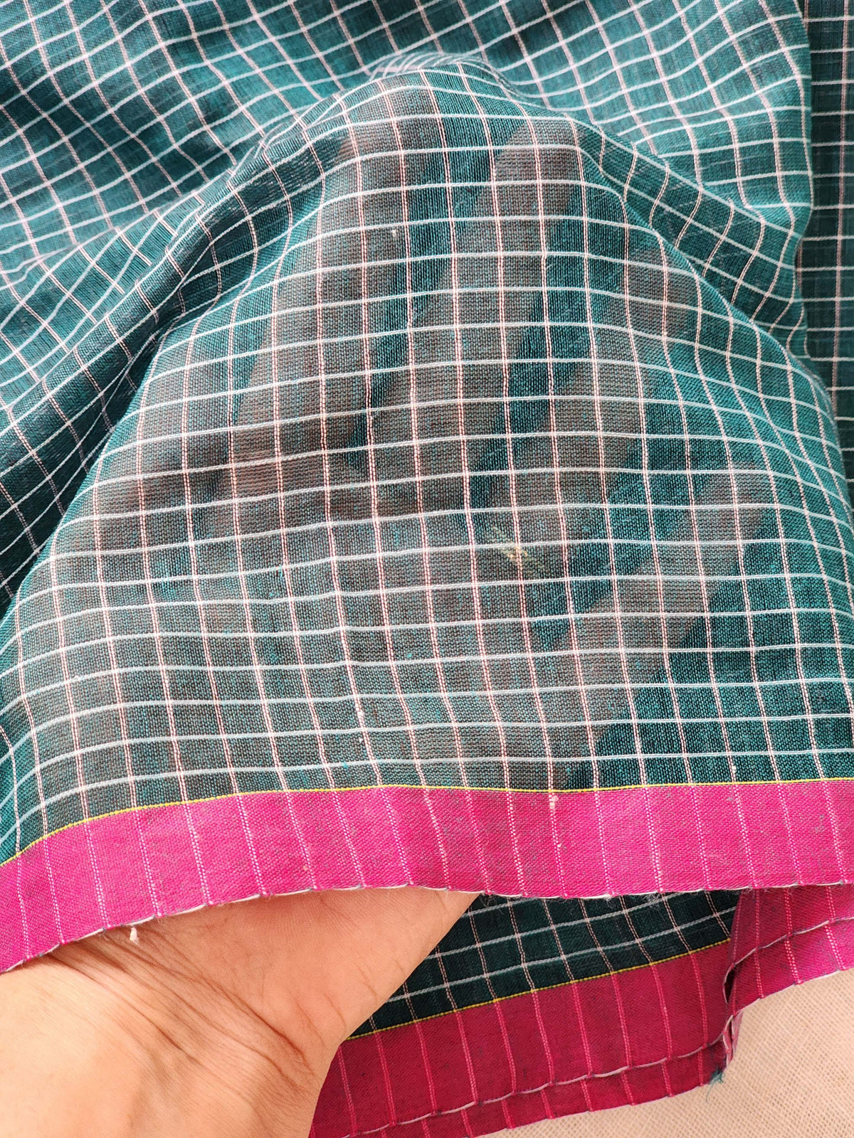 Forest Green Cotton Handloom Saree