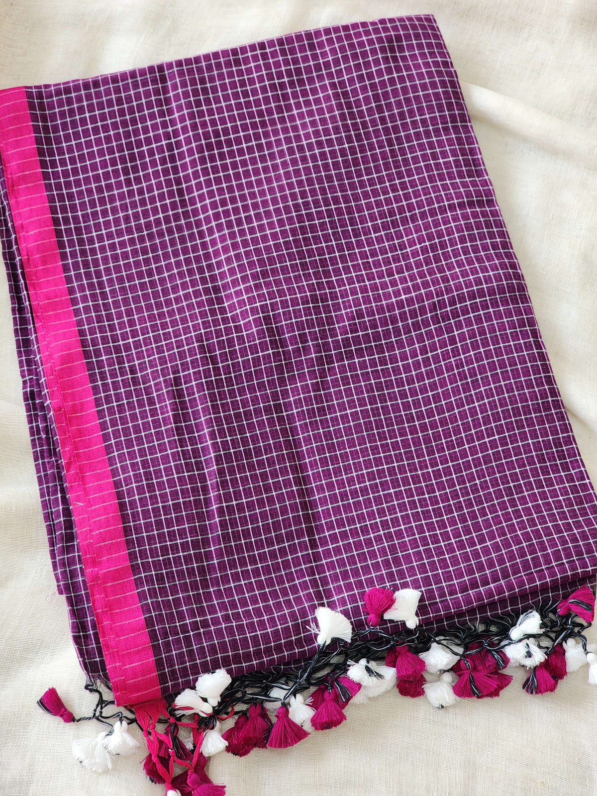 Purple Cotton Handloom Saree