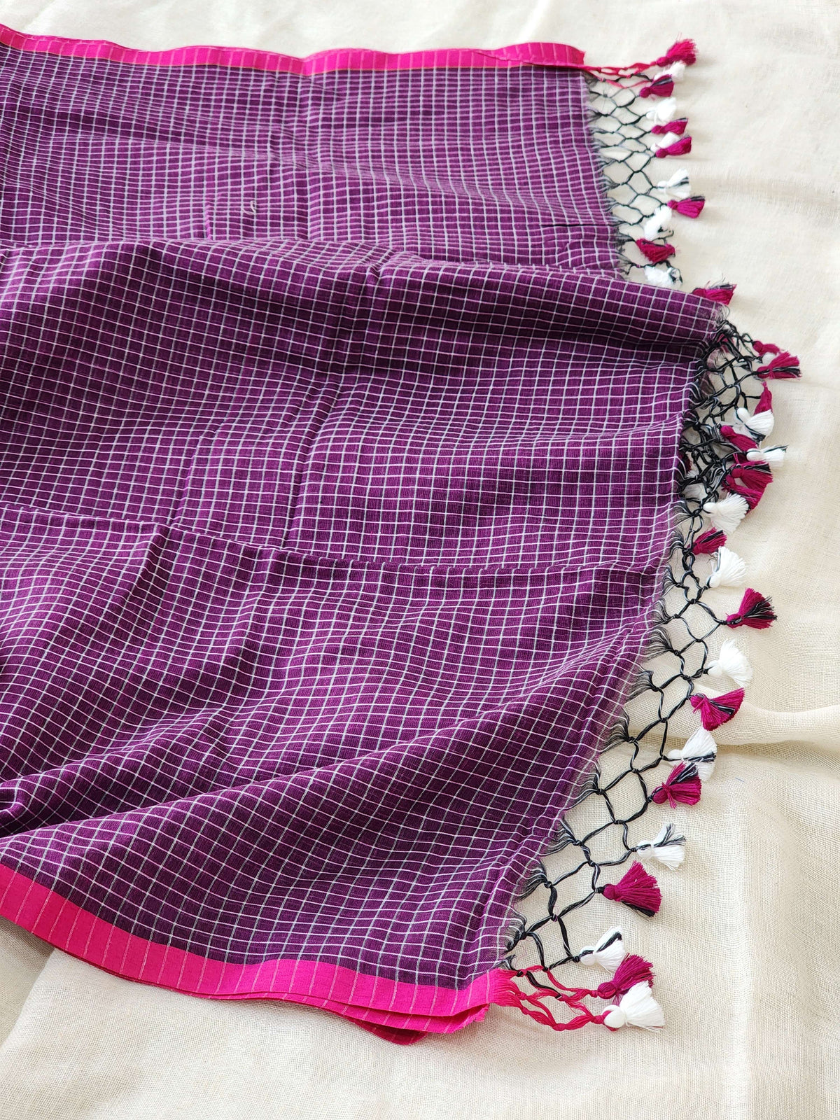 Purple Cotton Handloom Saree