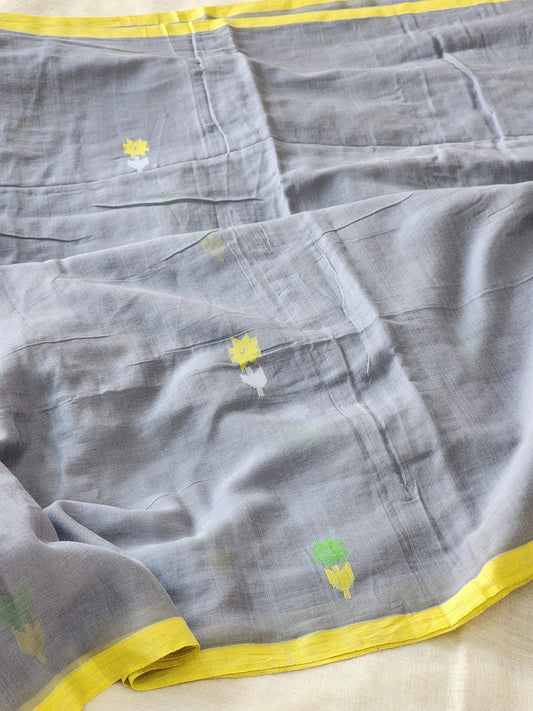 Grey Jamdani Cotton Saree