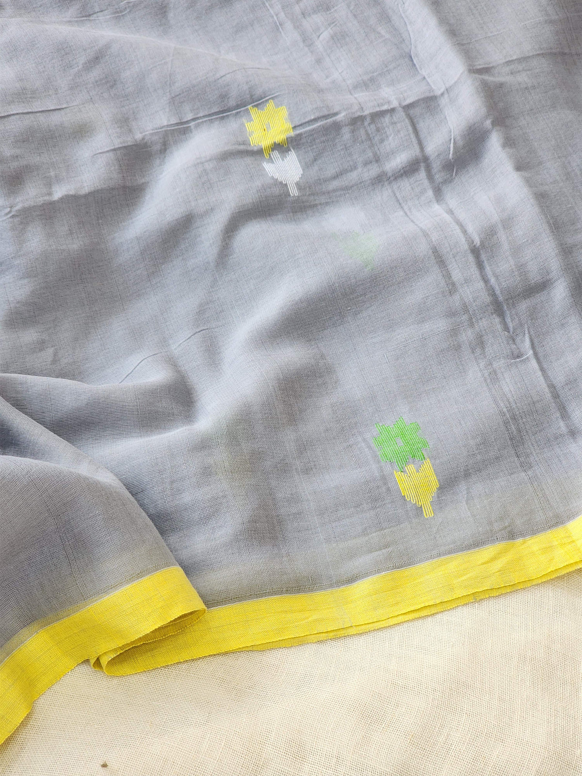 Grey Jamdani Cotton Saree