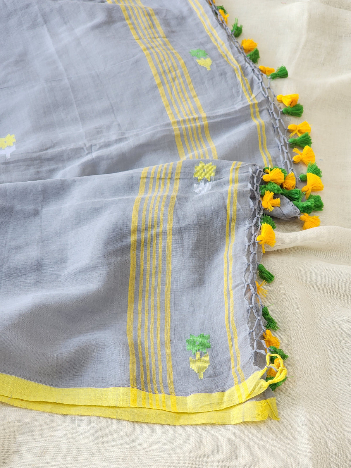 Grey Jamdani Cotton Saree