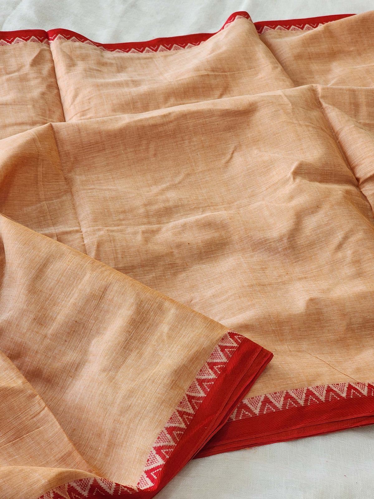 Peach Dhonekhali Cotton Saree