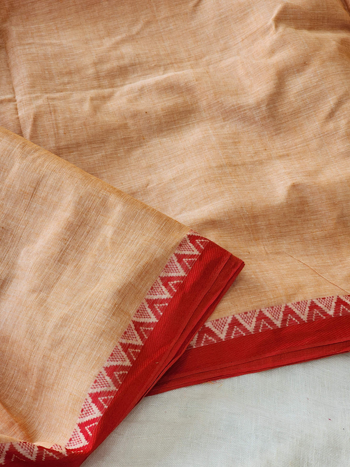 Peach Dhonekhali Cotton Saree
