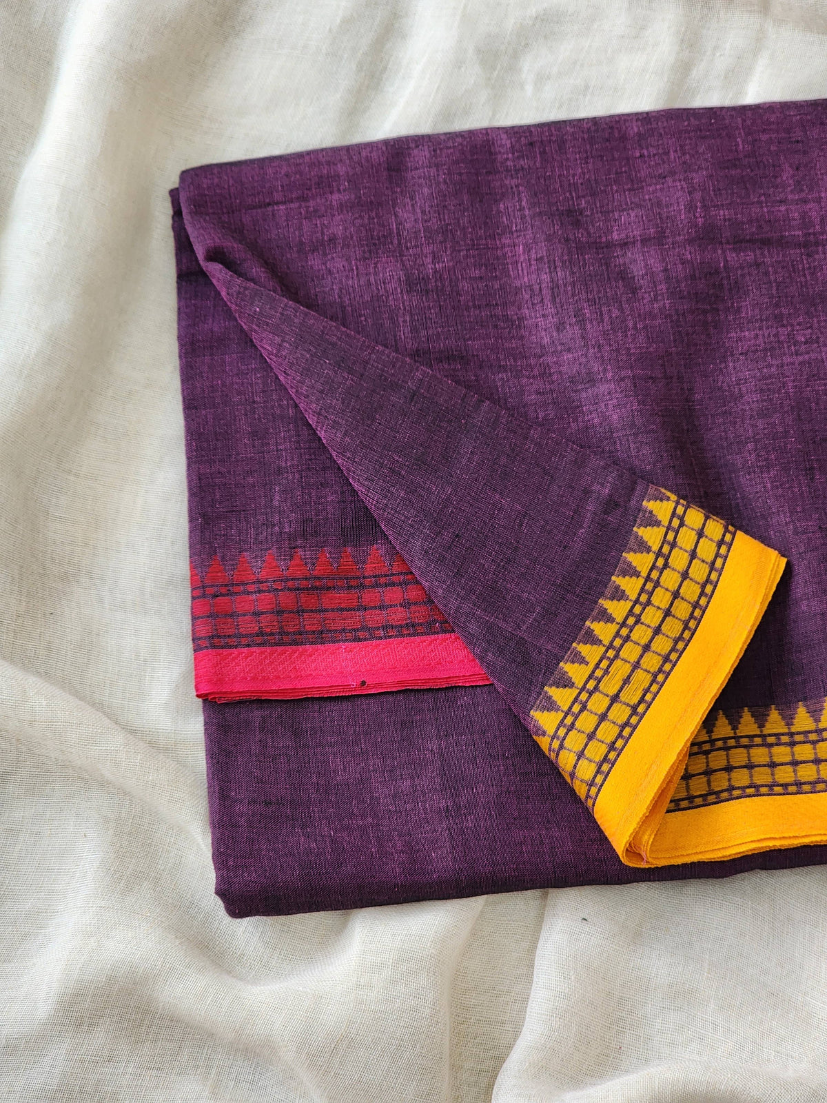 Purple Dhonekhali Cotton Saree