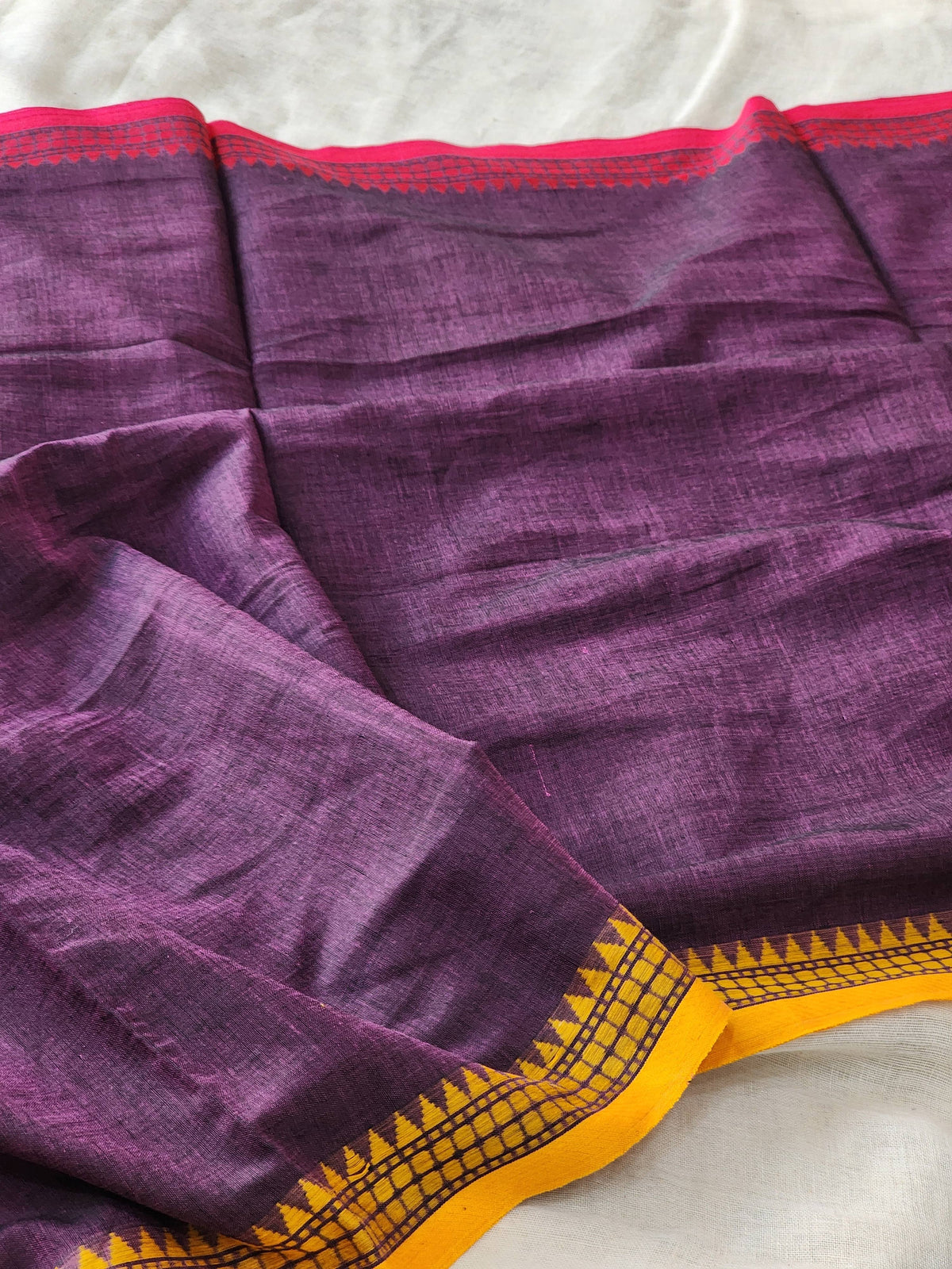 Purple Dhonekhali Cotton Saree