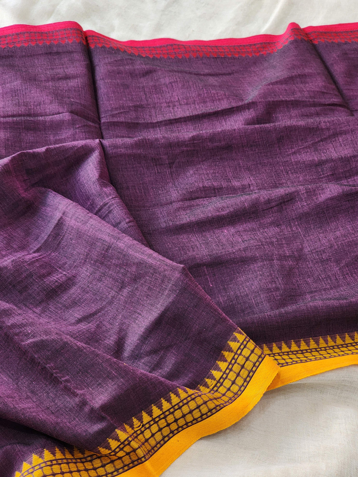 Purple Dhonekhali Cotton Saree