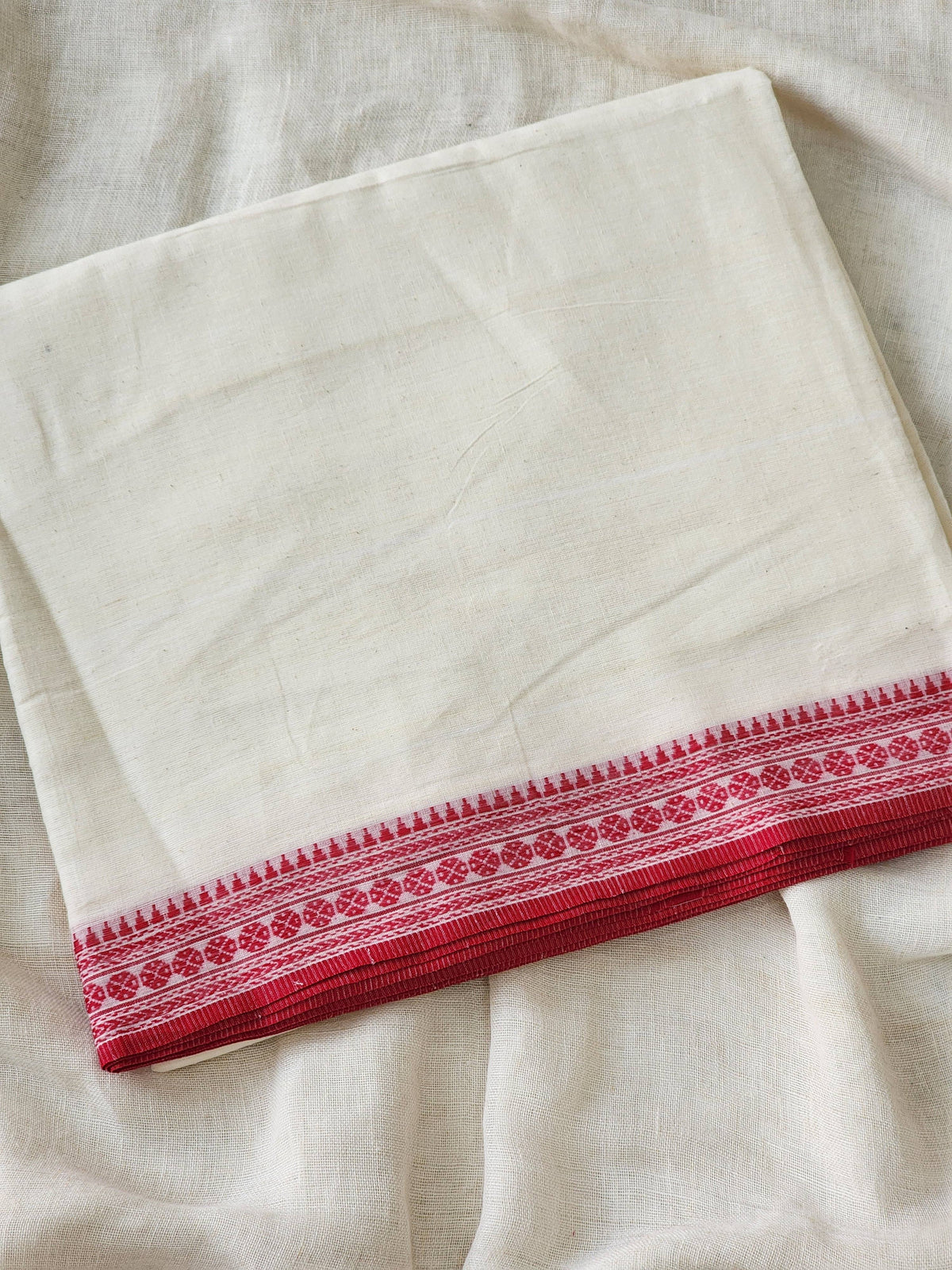 White Dhonekhali Cotton Saree