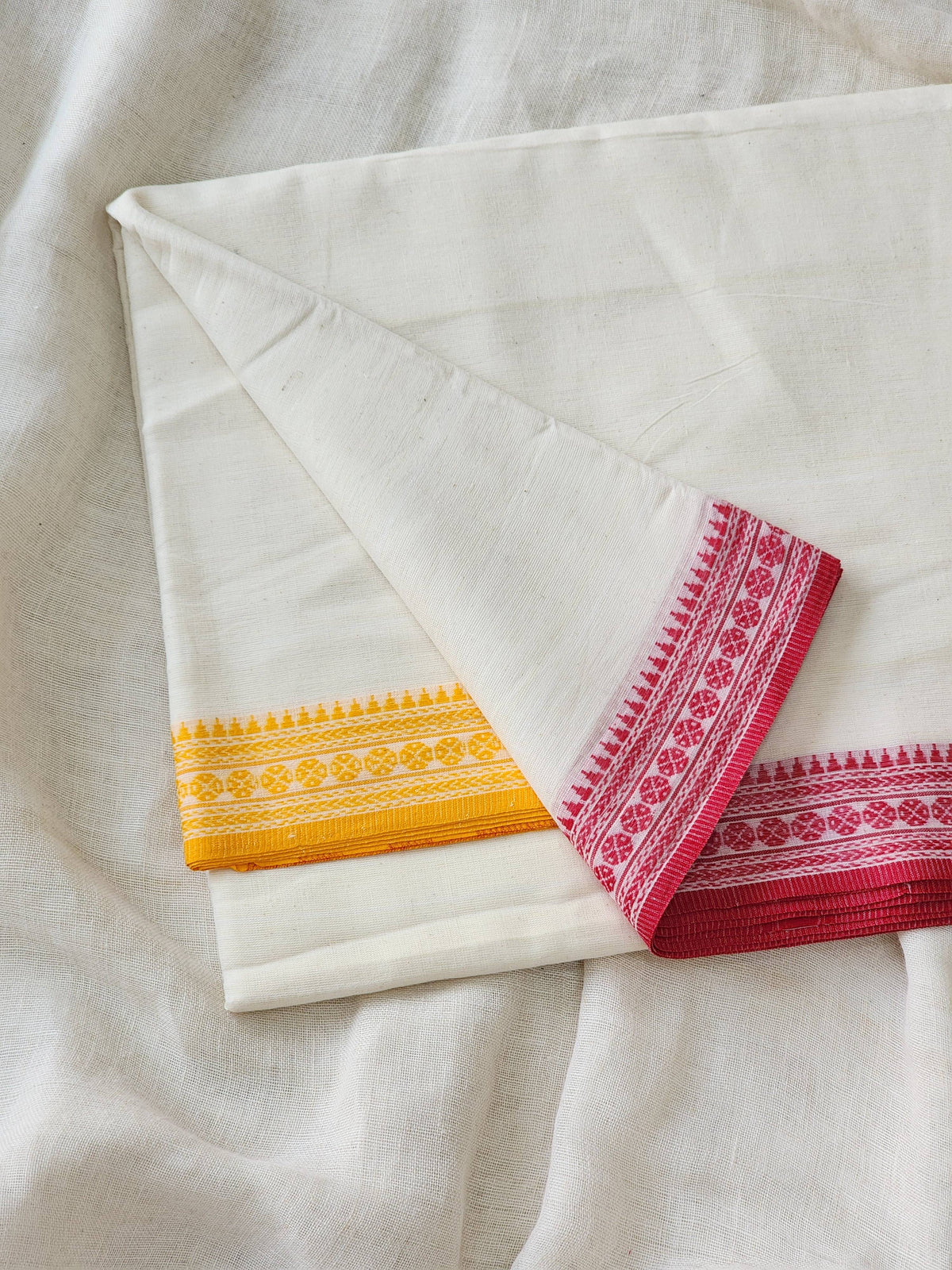 White Dhonekhali Cotton Saree