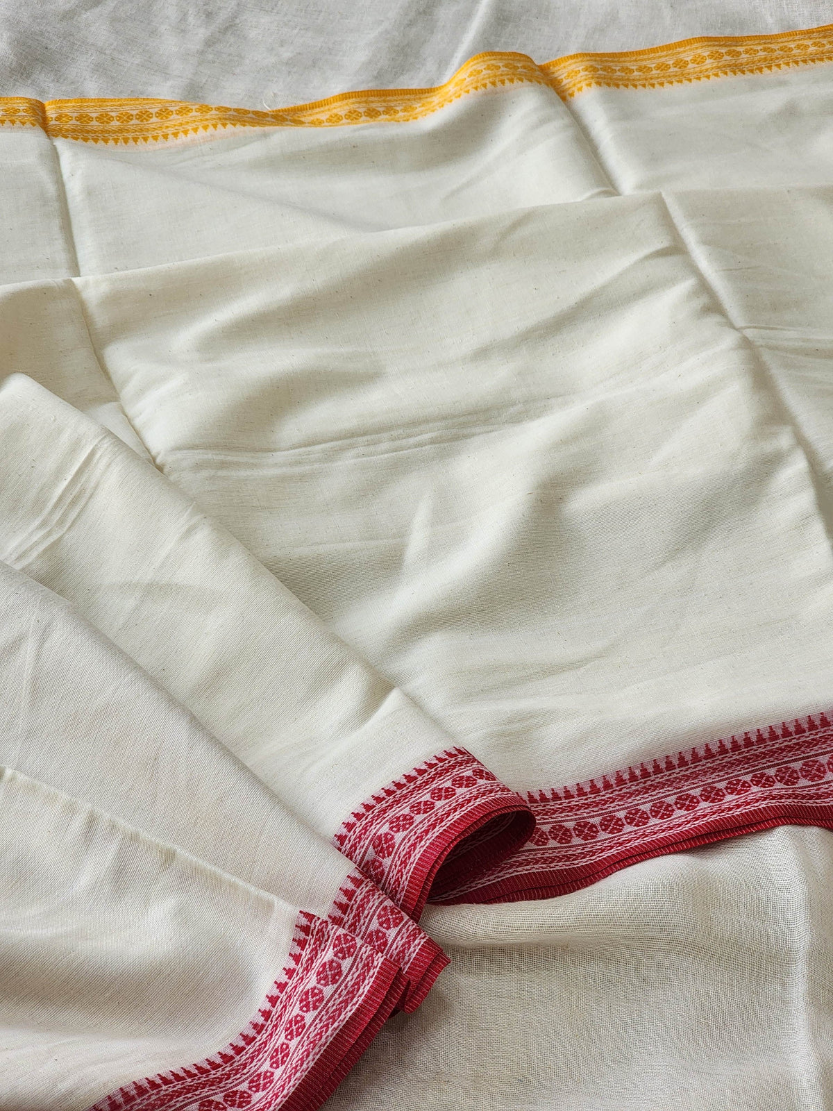White Dhonekhali Cotton Saree
