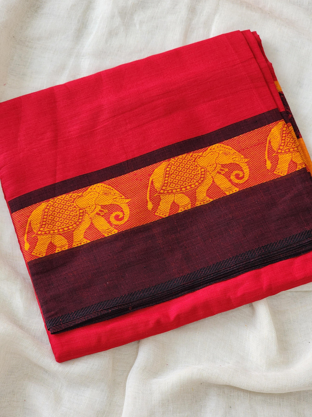 Red Dhonekhali Cotton Saree