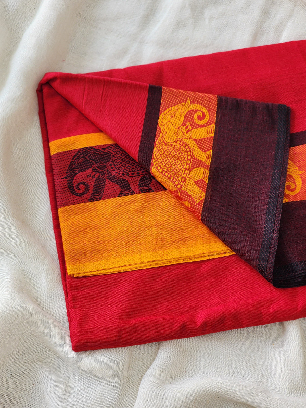 Red Dhonekhali Cotton Saree