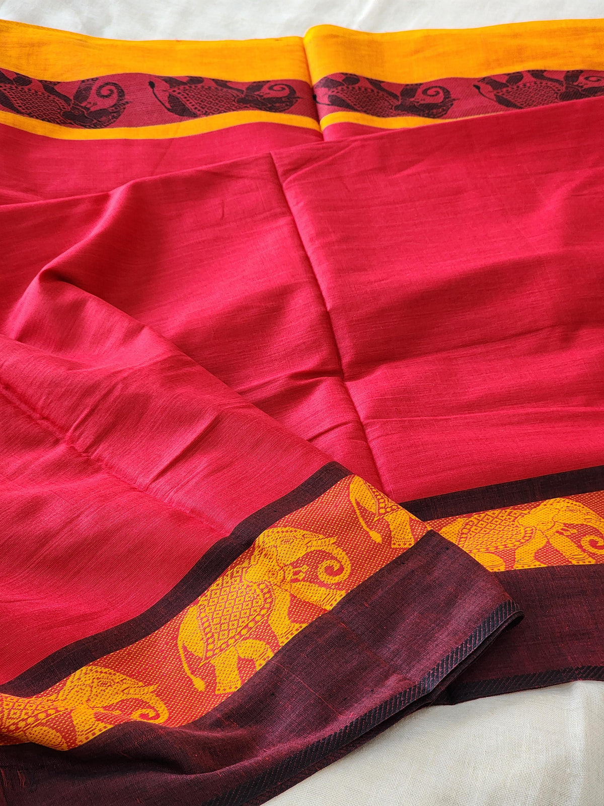 Red Dhonekhali Cotton Saree
