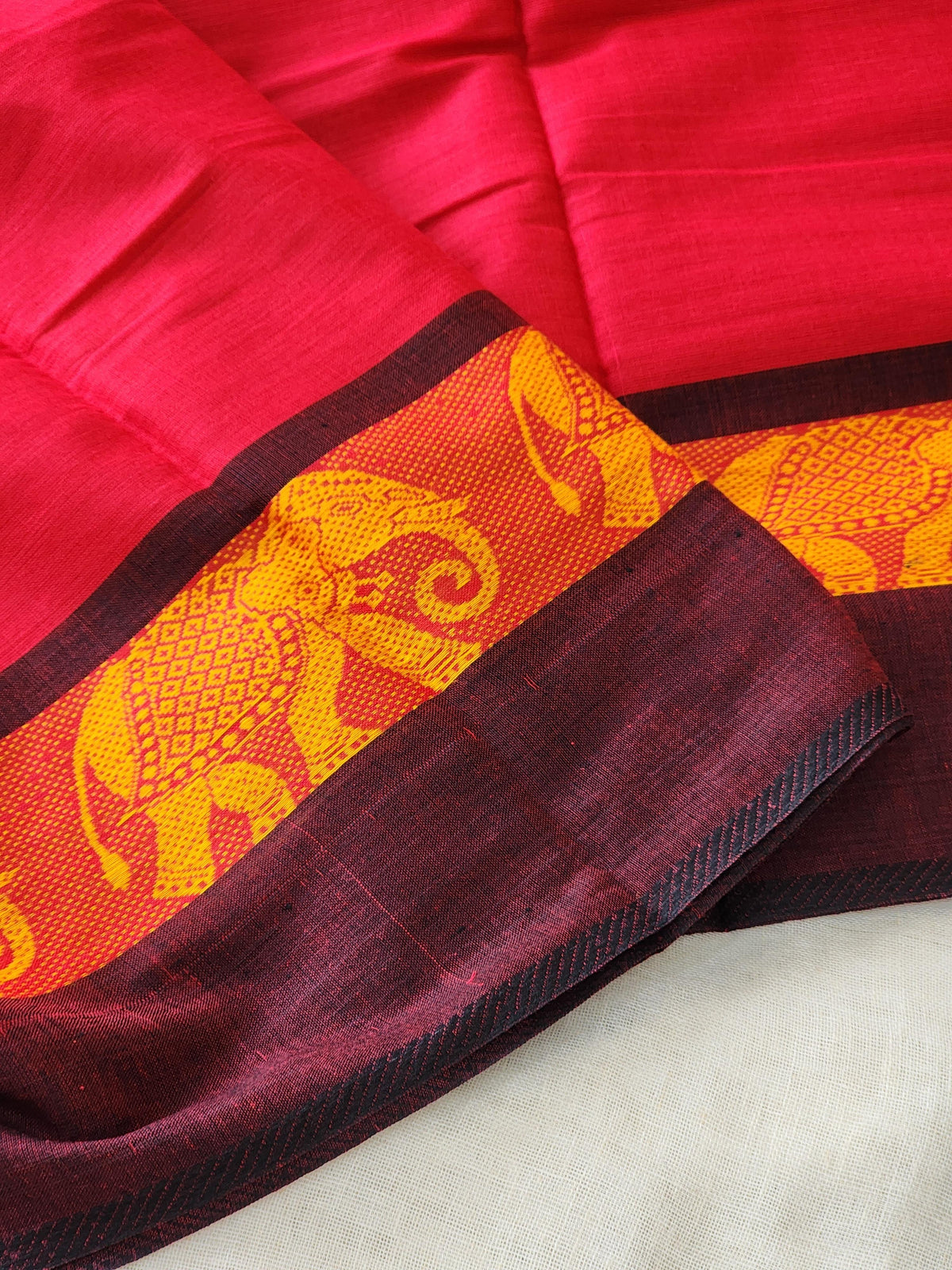 Red Dhonekhali Cotton Saree