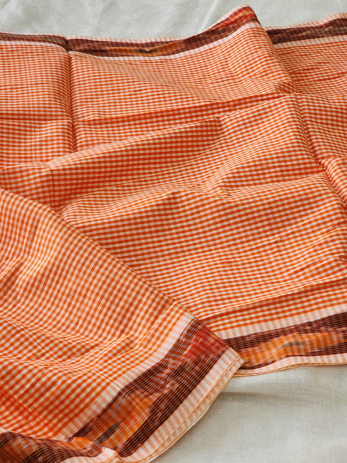 Orange Dhonekhali Cotton Saree