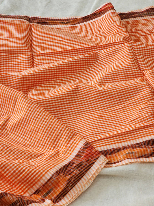 Orange Dhonekhali Cotton Saree