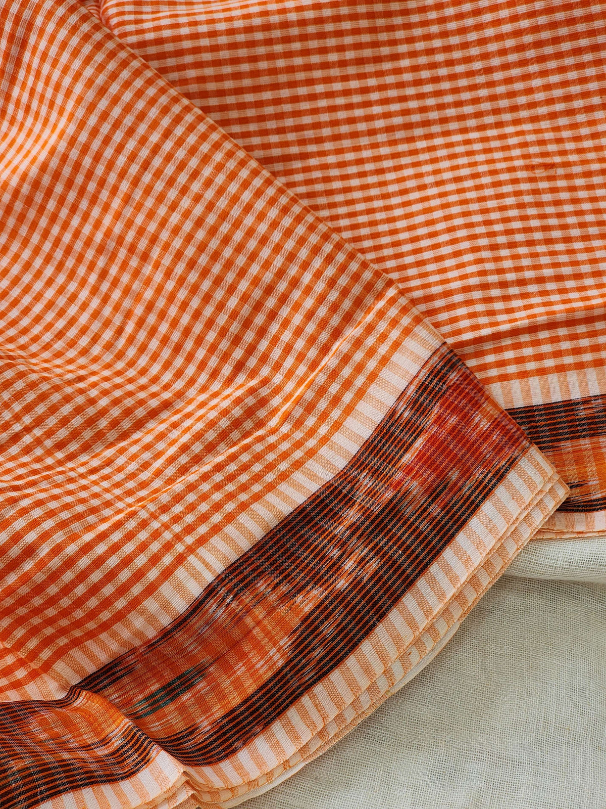 Orange Dhonekhali Cotton Saree