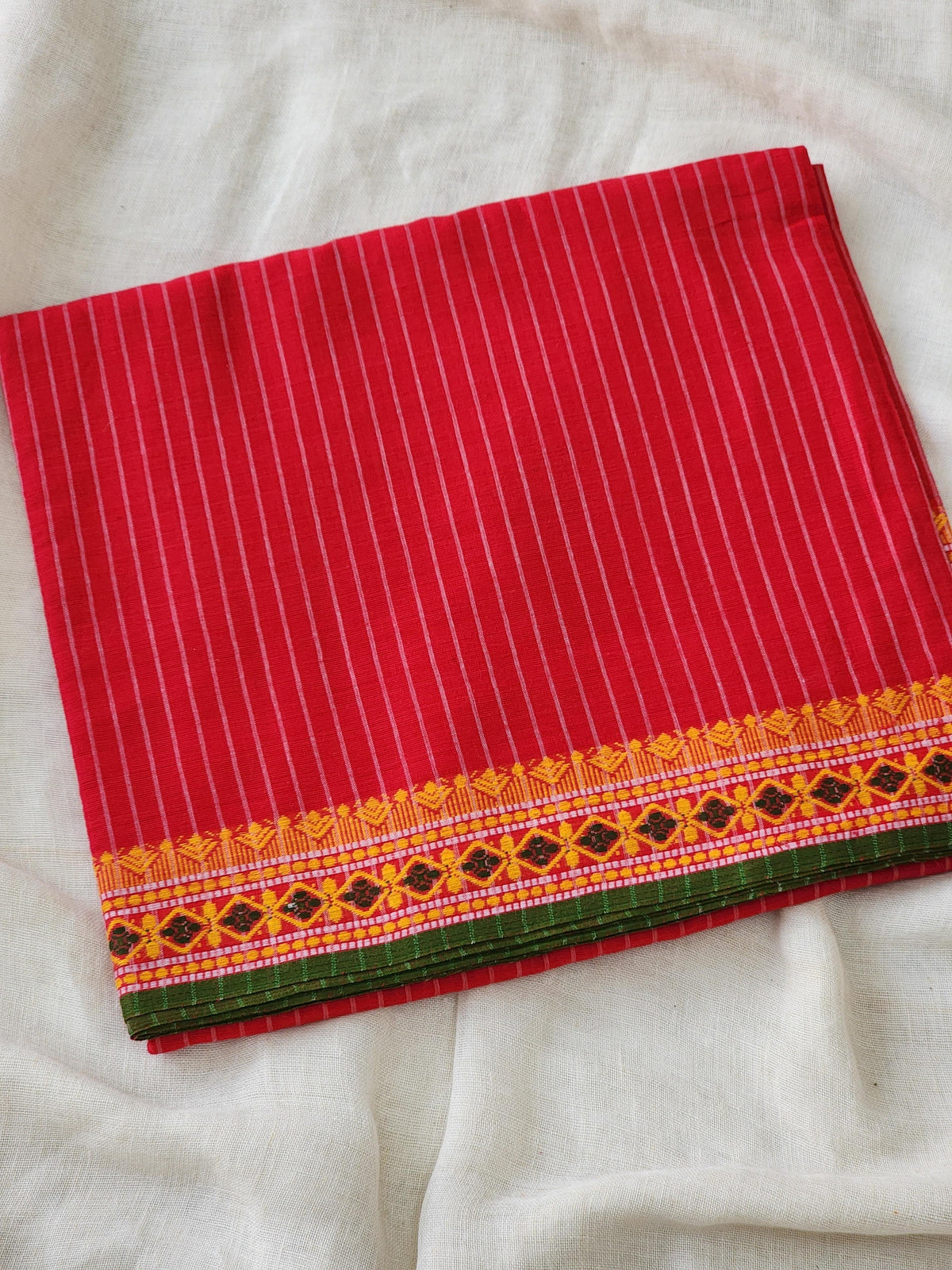 Red Dhonekhali Cotton Saree