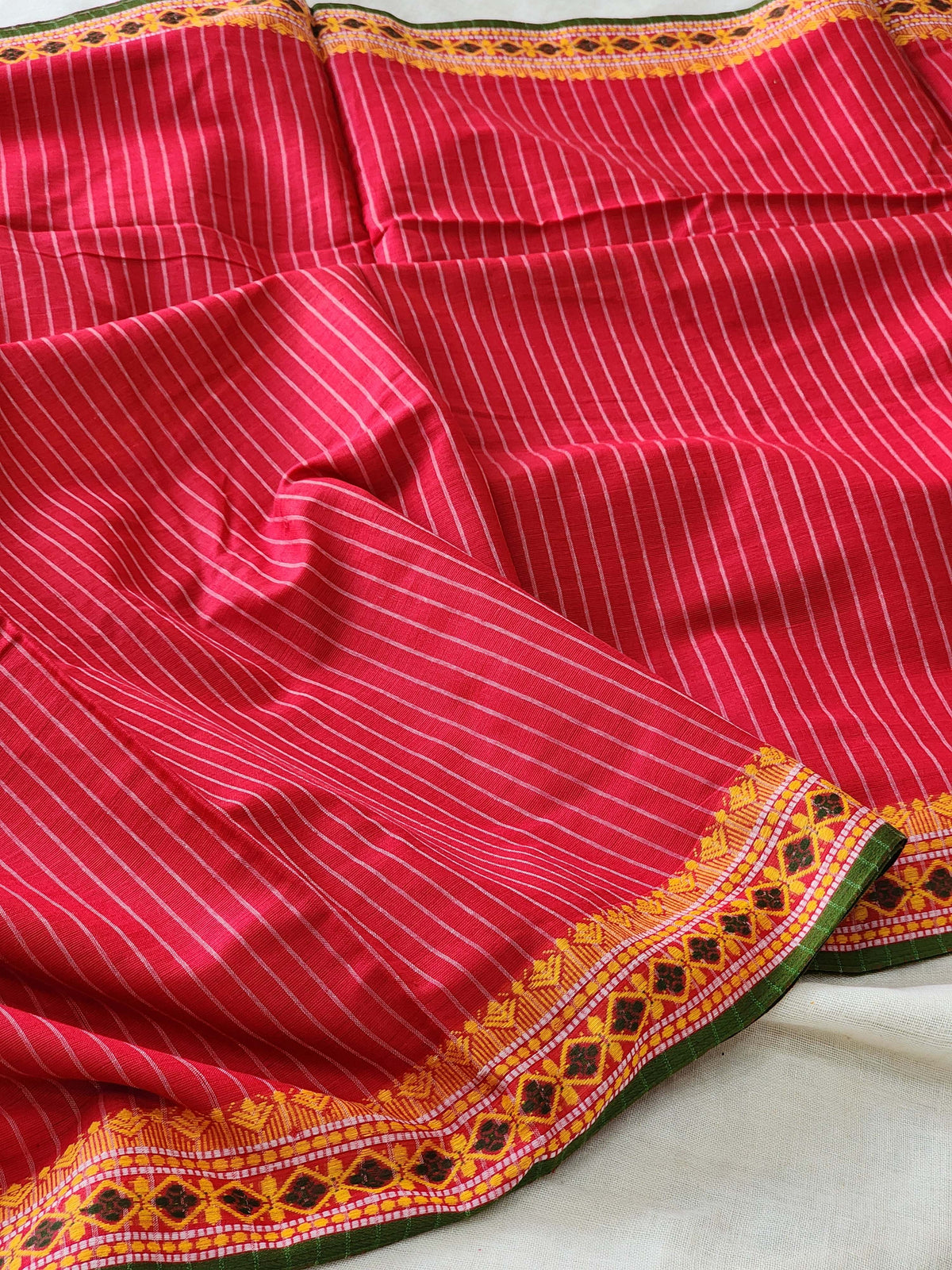 Red Dhonekhali Cotton Saree