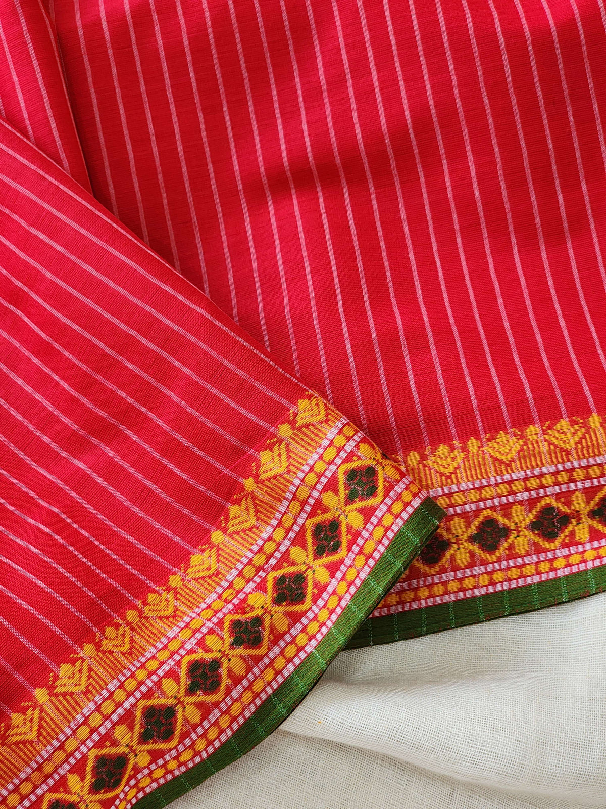 Red Dhonekhali Cotton Saree