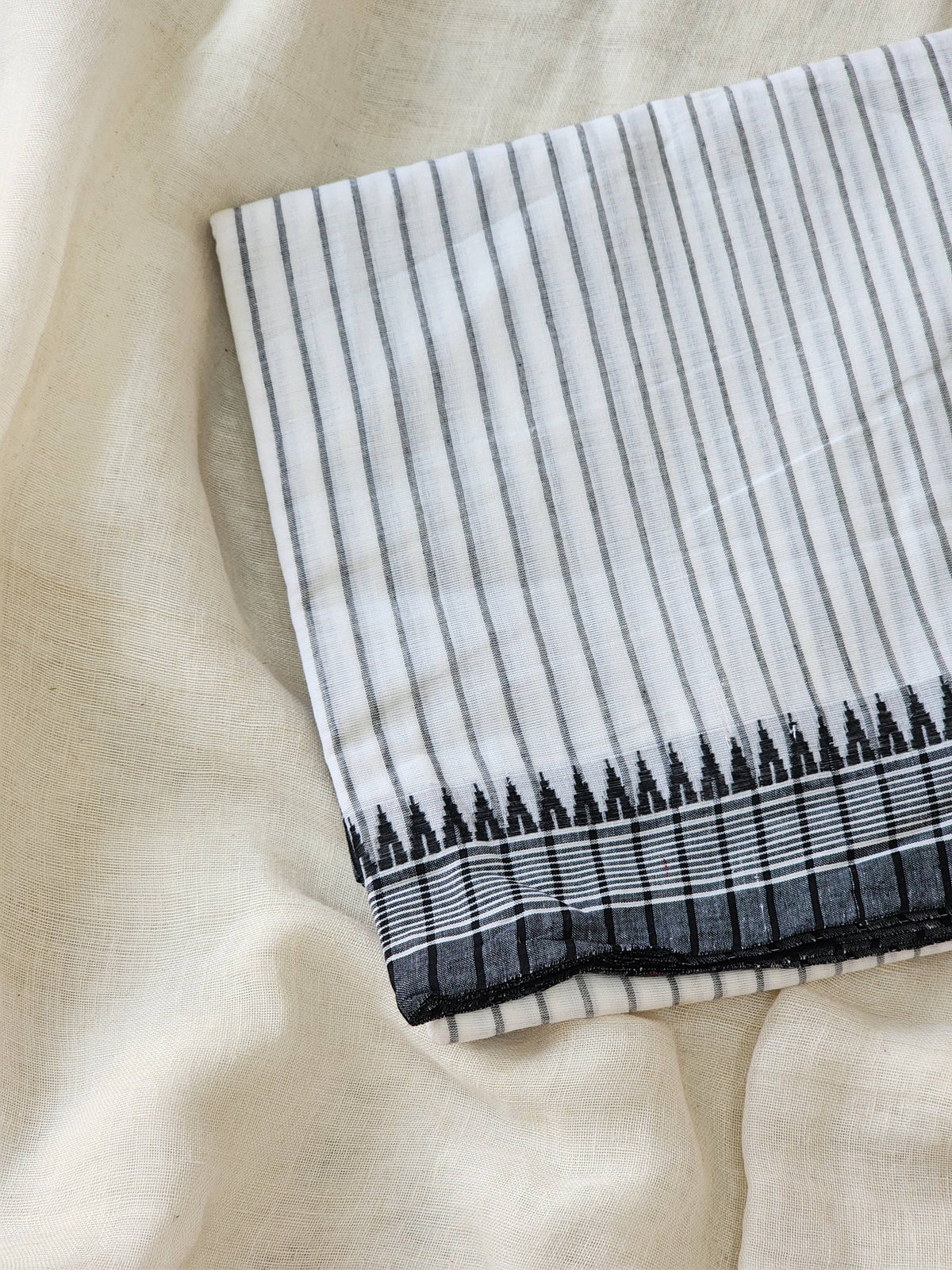 White Dhonekhali Cotton Saree