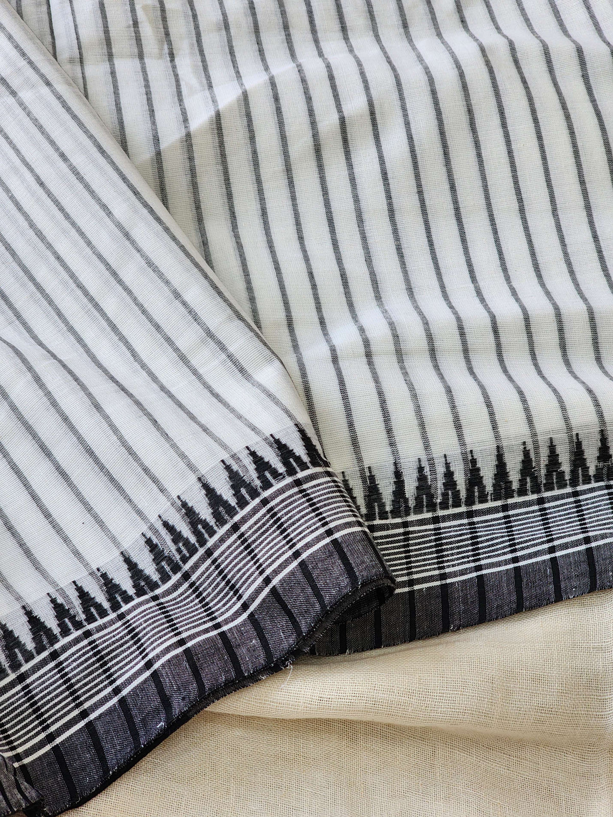 White Dhonekhali Cotton Saree