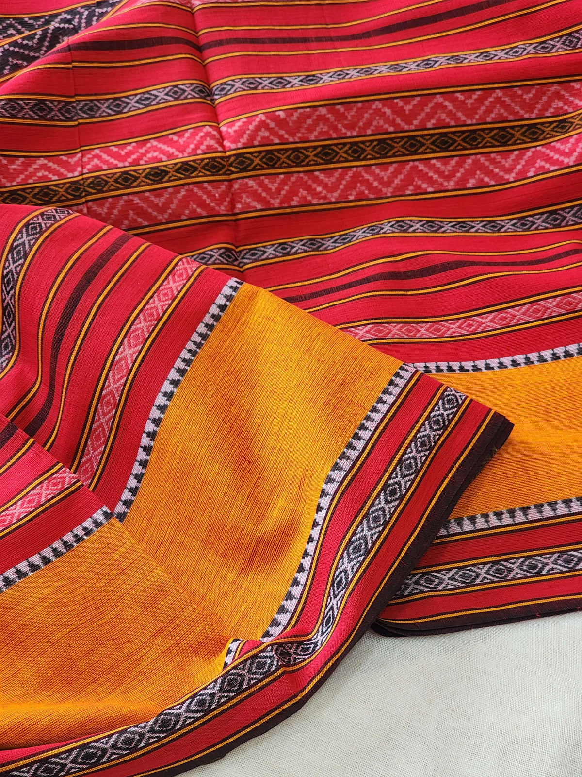 Red Dhonekhali Cotton Saree