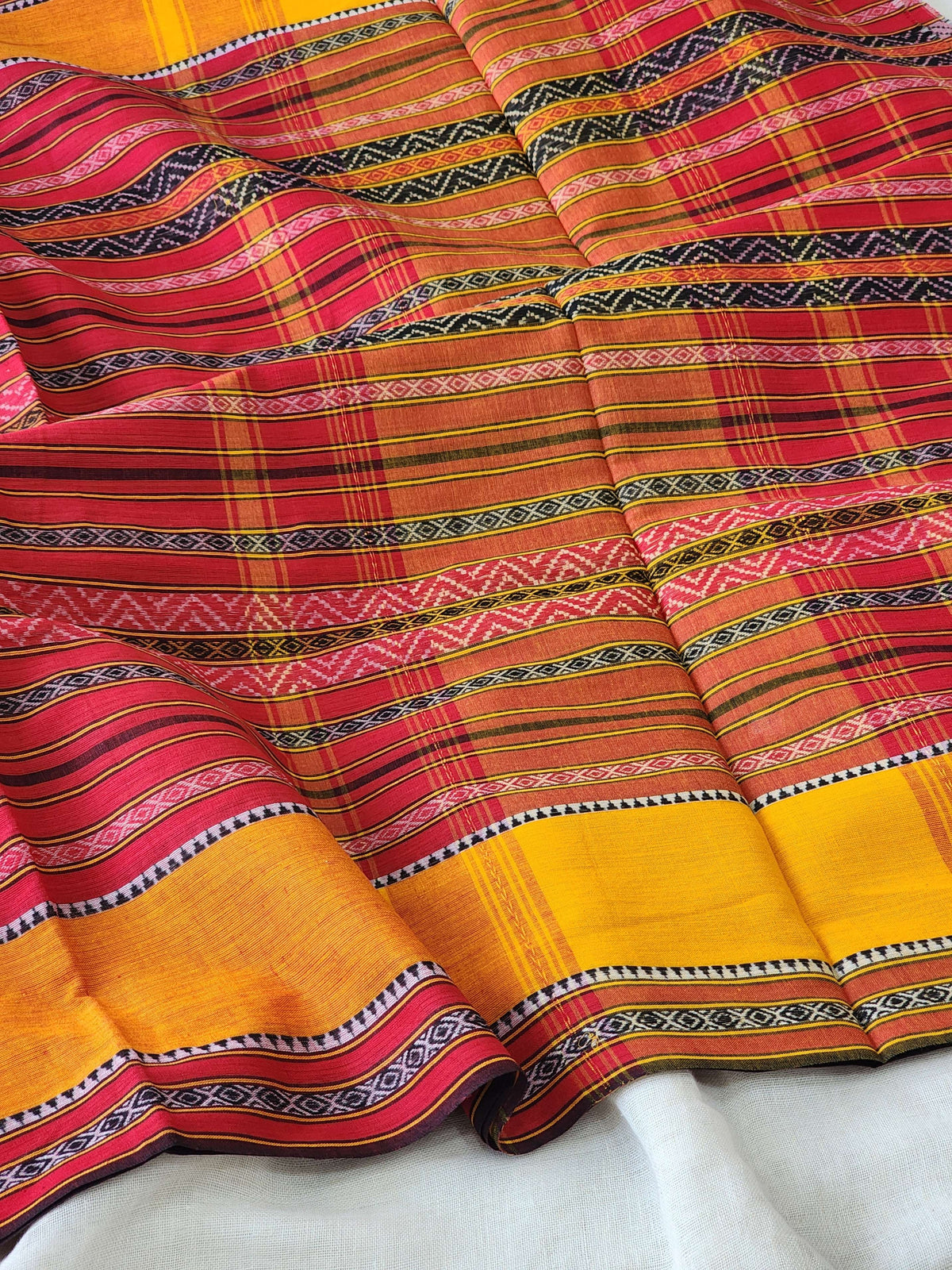 Red Dhonekhali Cotton Saree