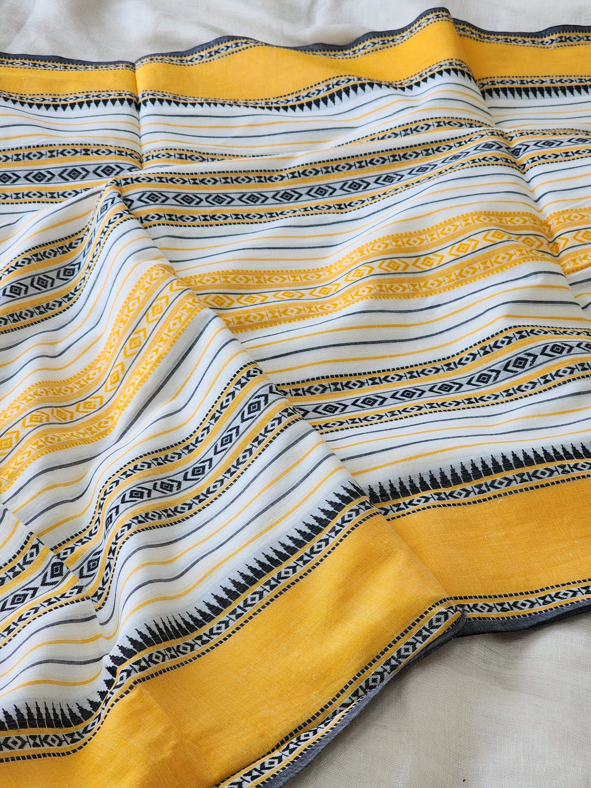 White Dhonekhali Cotton Saree