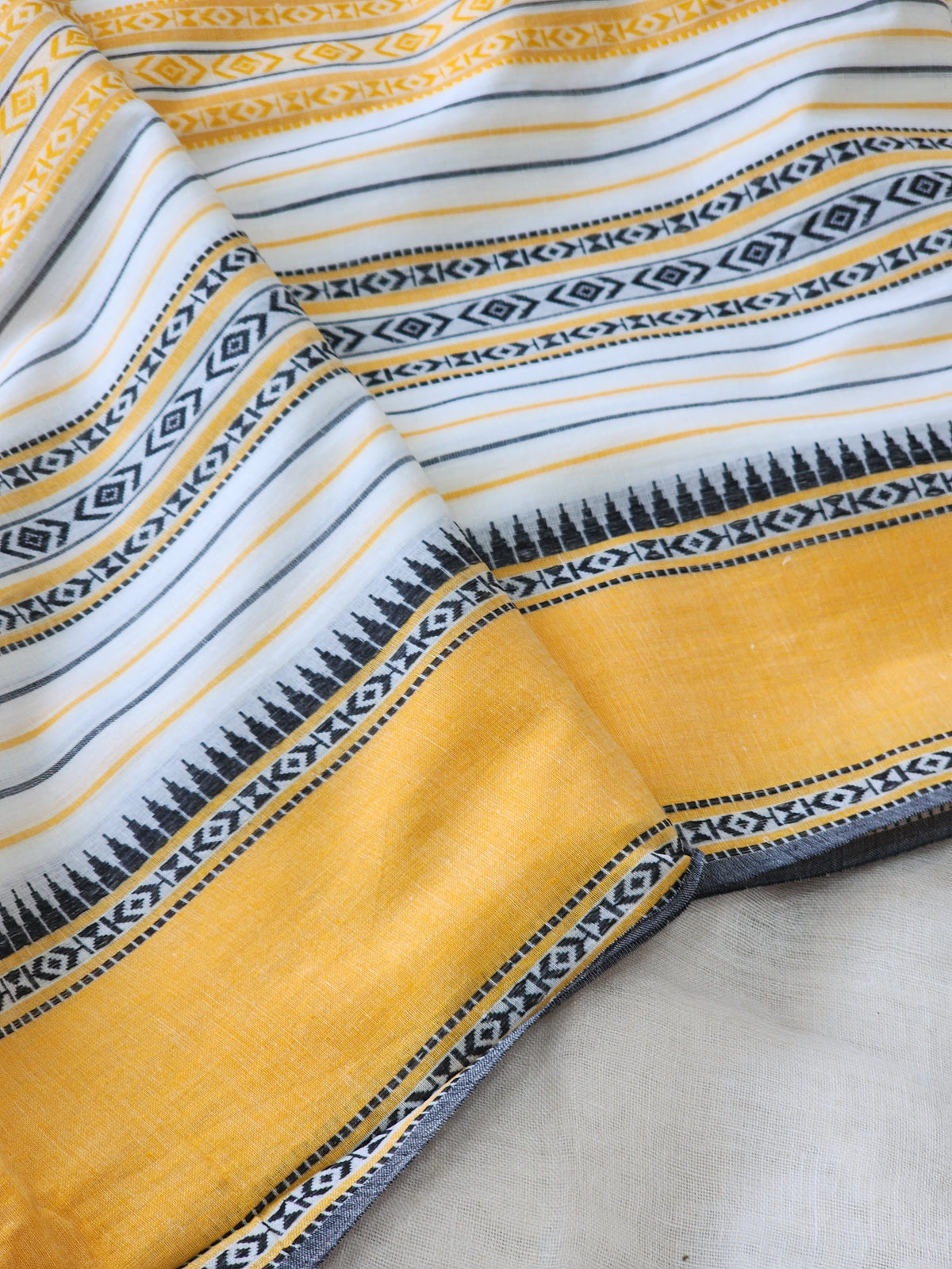 White Dhonekhali Cotton Saree