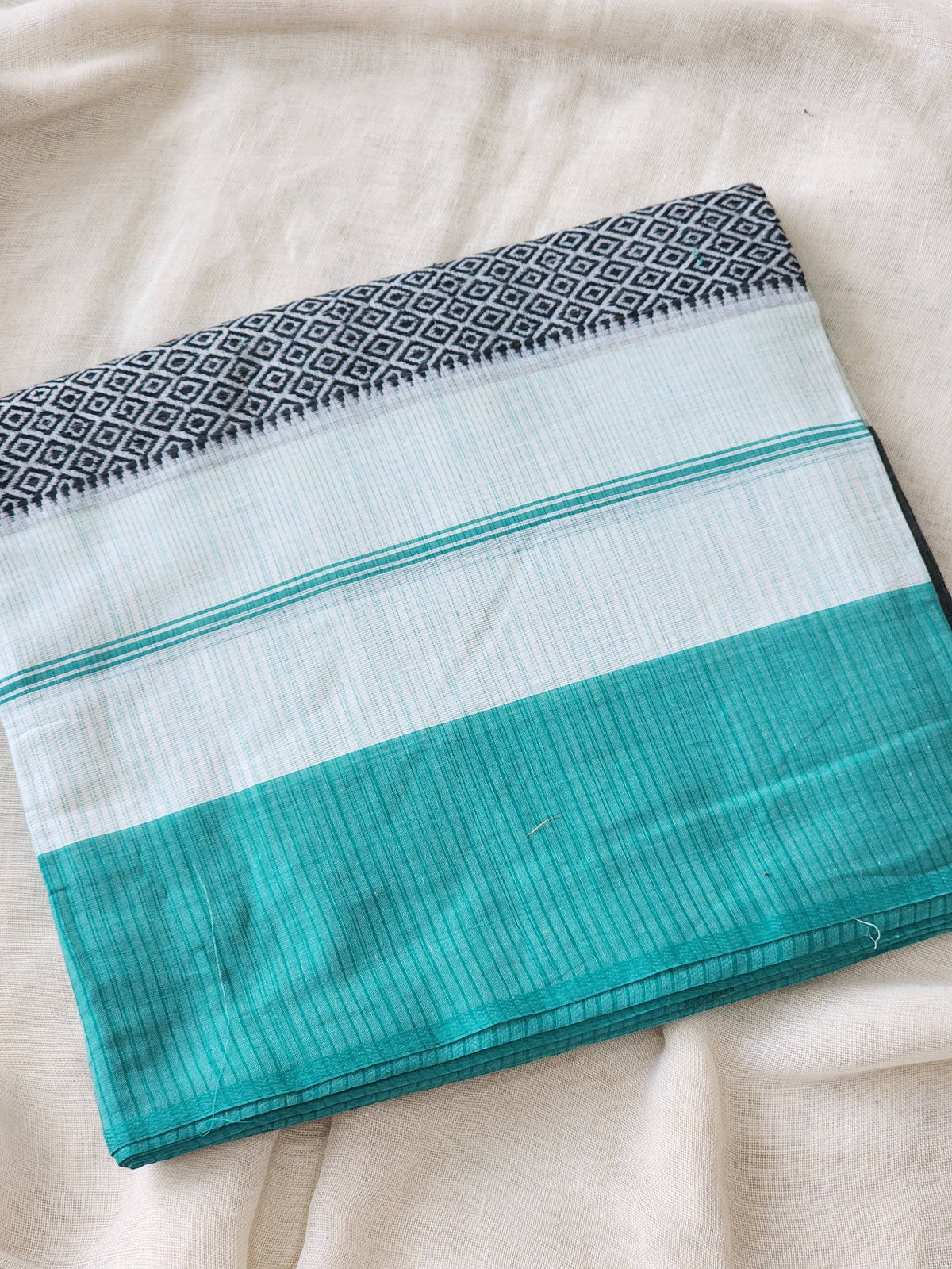 White Dhonekhali Cotton Saree
