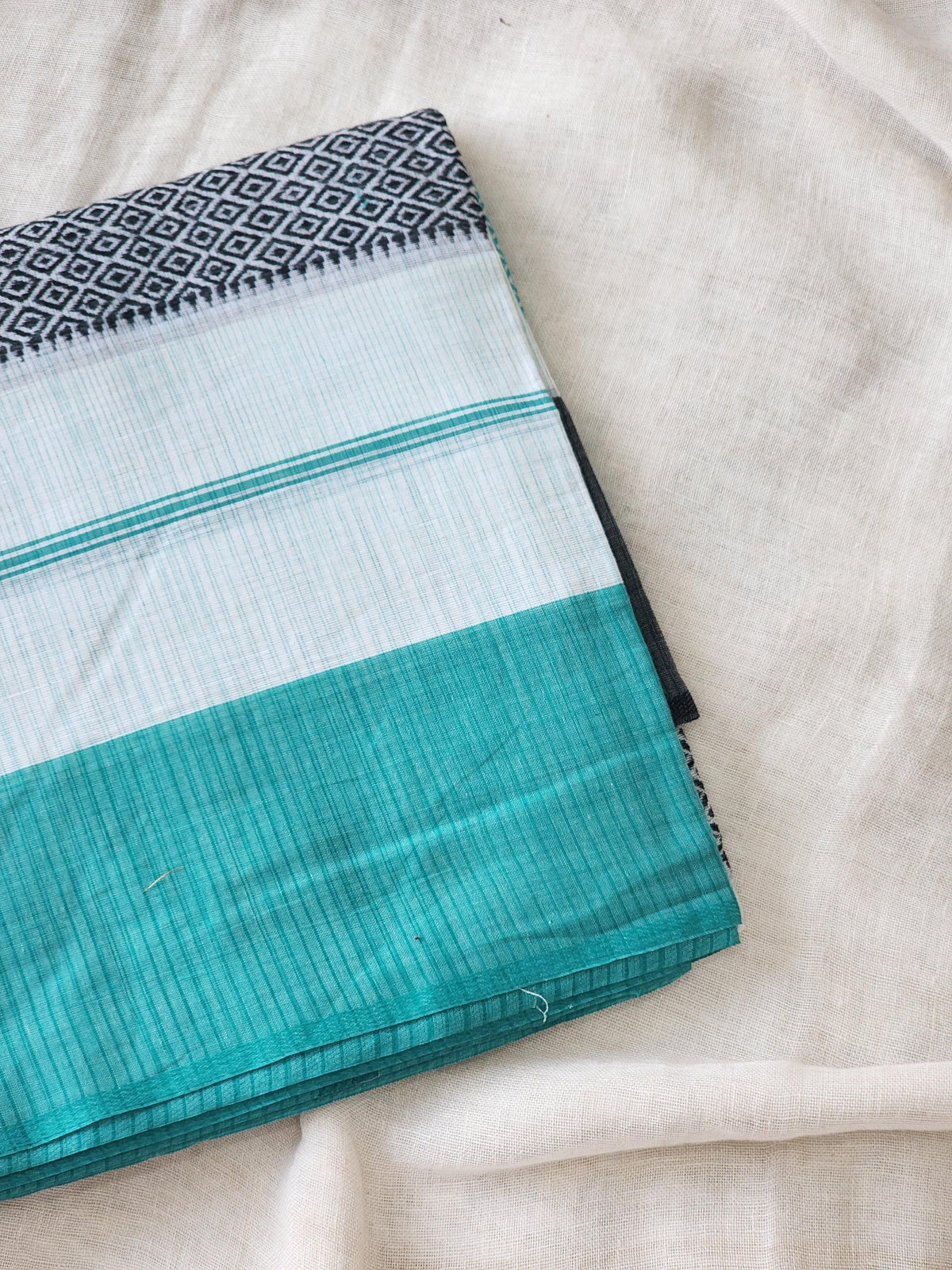 White Dhonekhali Cotton Saree