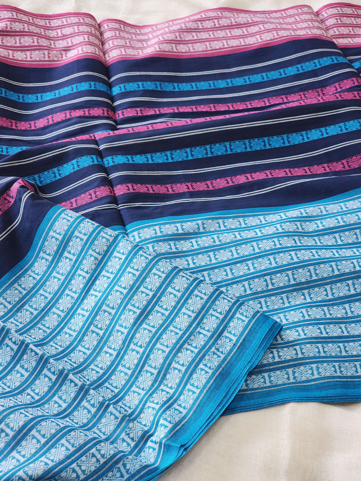 Blue Dhonekhali Cotton Saree