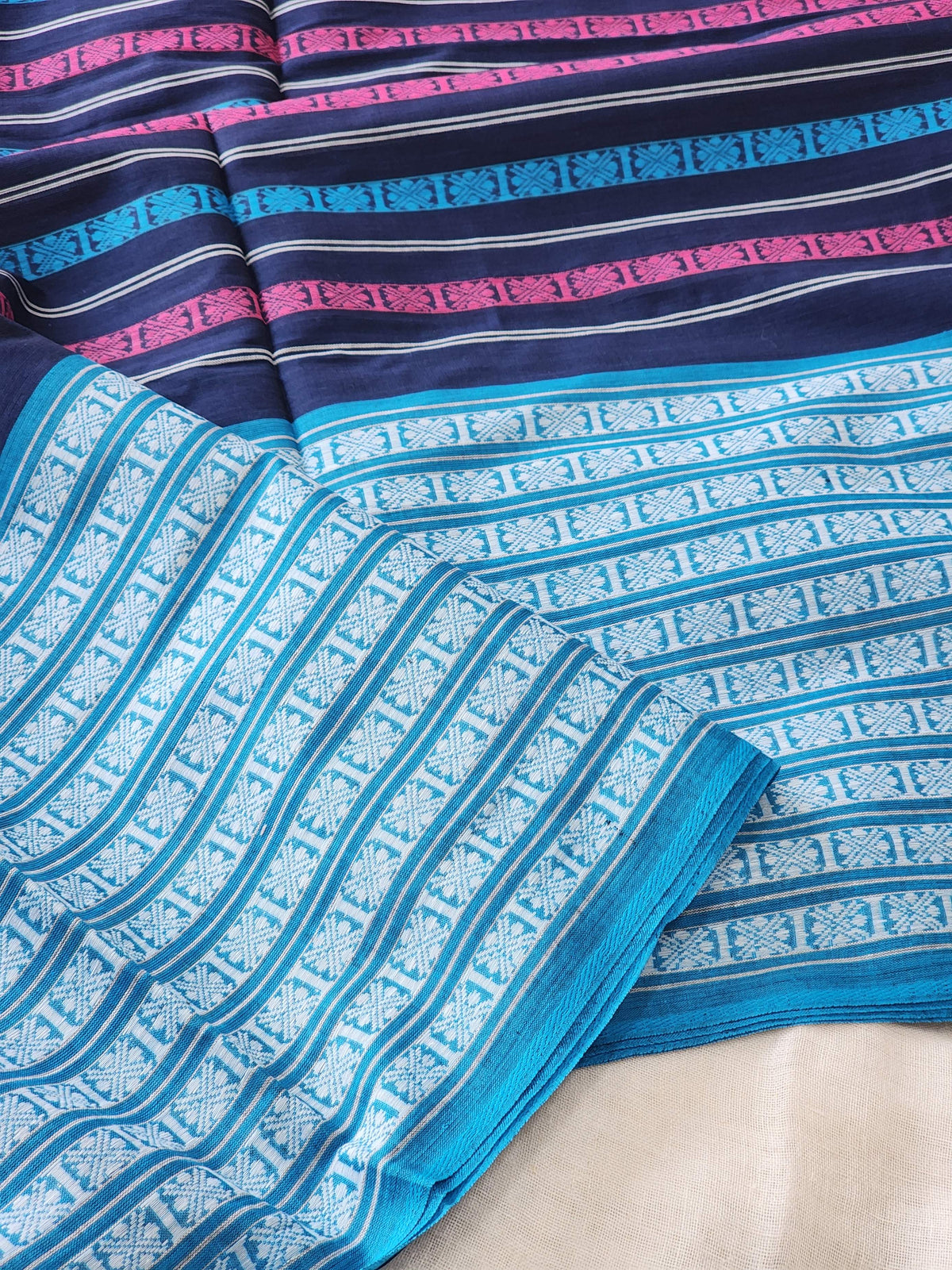 Blue Dhonekhali Cotton Saree