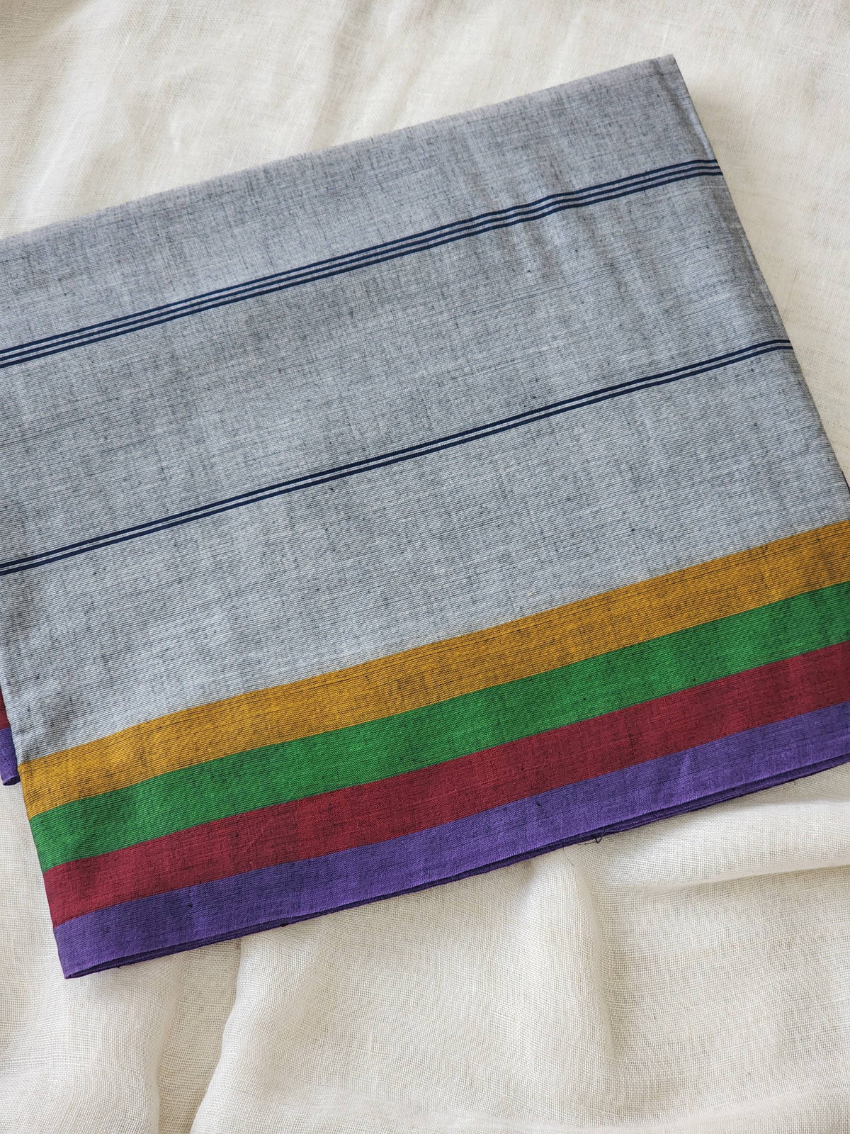Grey Dhonekhali Cotton Saree