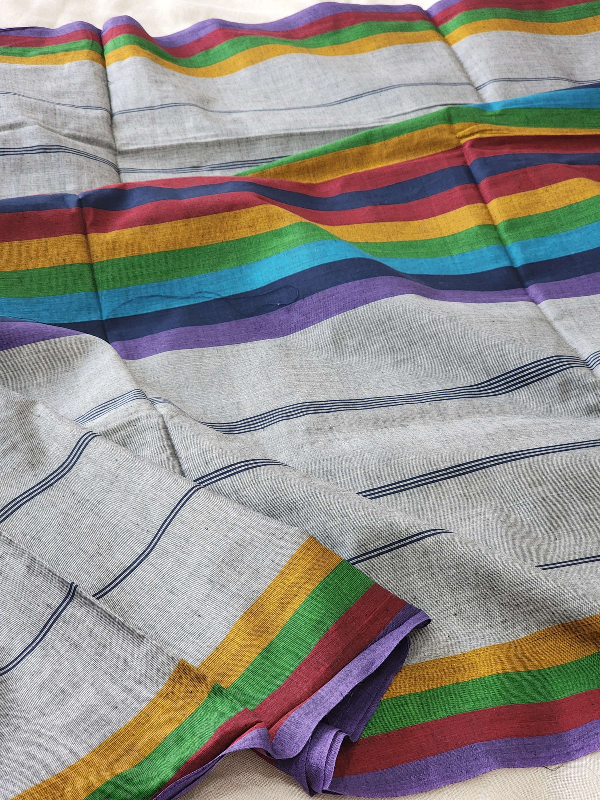 Grey Dhonekhali Cotton Saree
