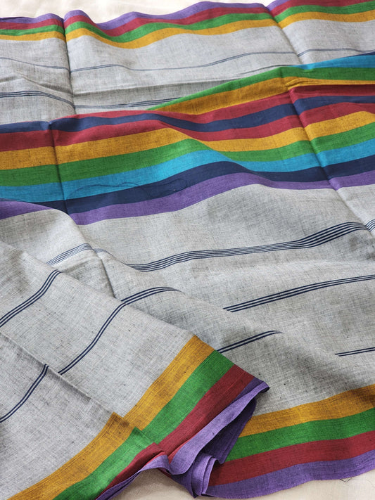 Grey Dhonekhali Cotton Saree
