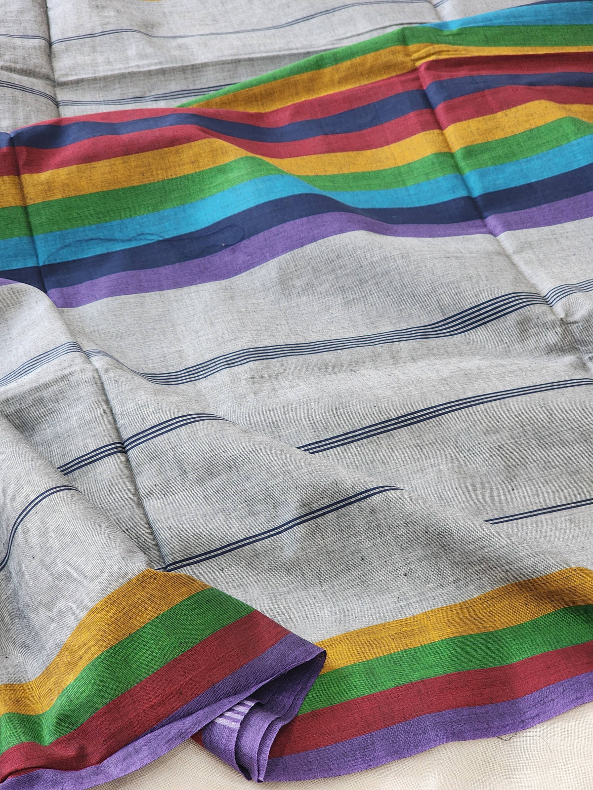 Grey Dhonekhali Cotton Saree