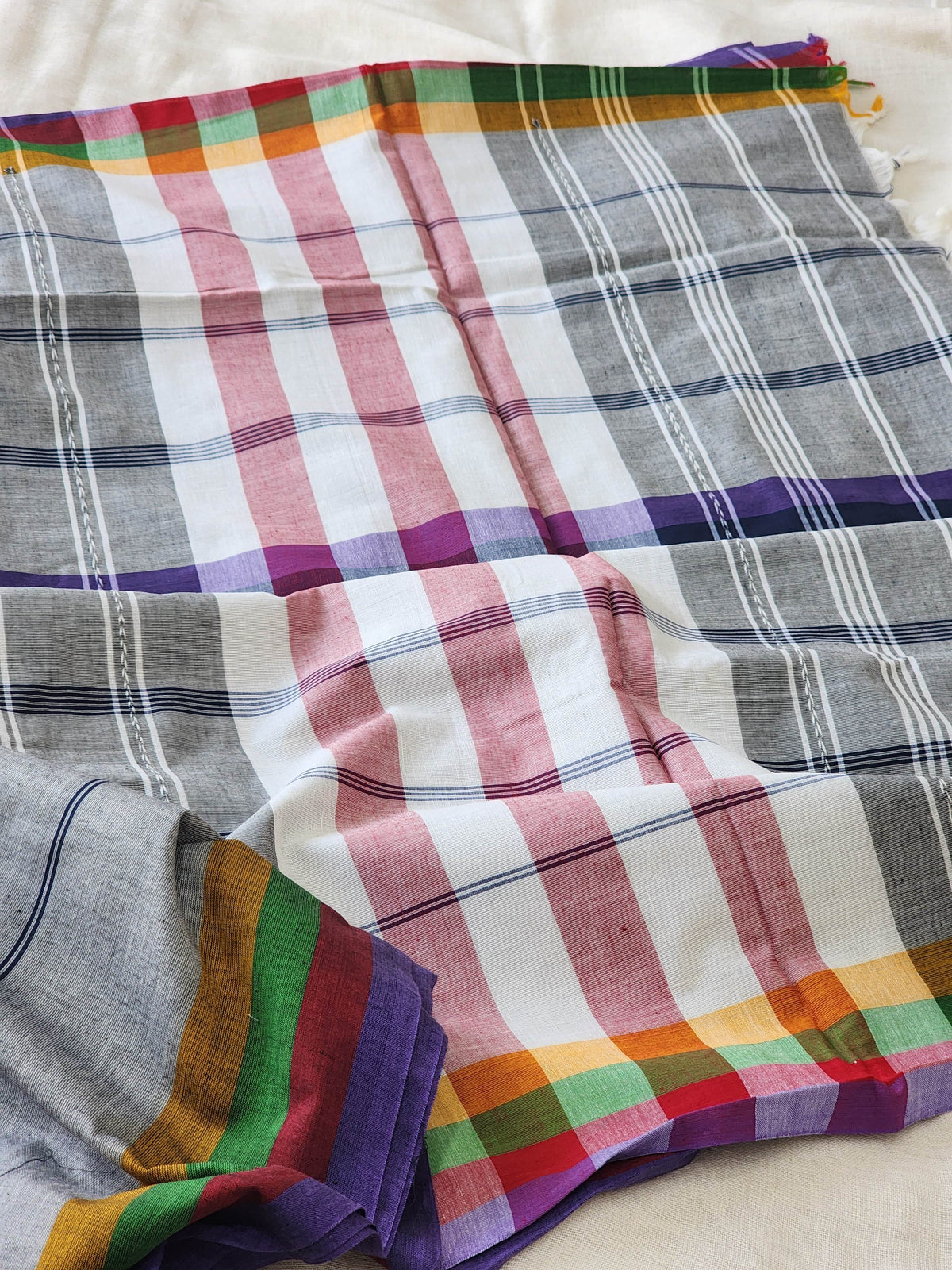 Grey Dhonekhali Cotton Saree