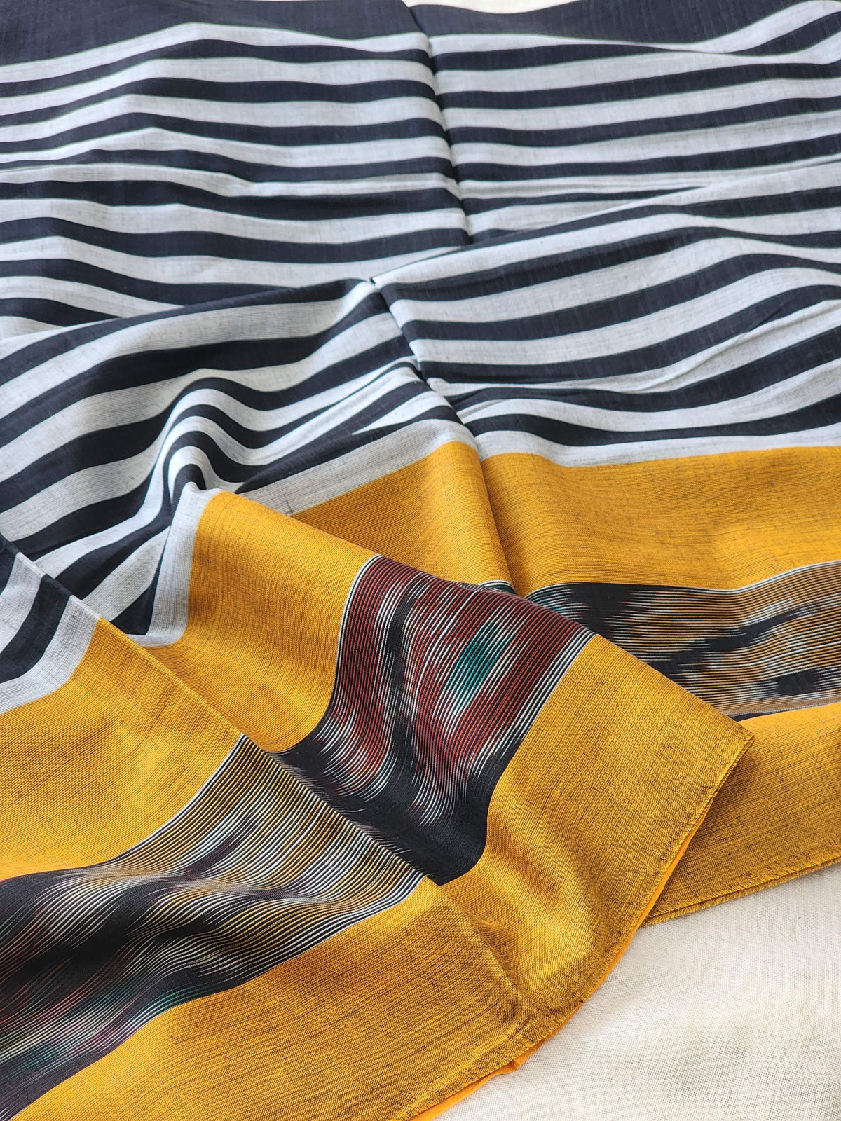 Black & Grey Dhonekhali Cotton Saree