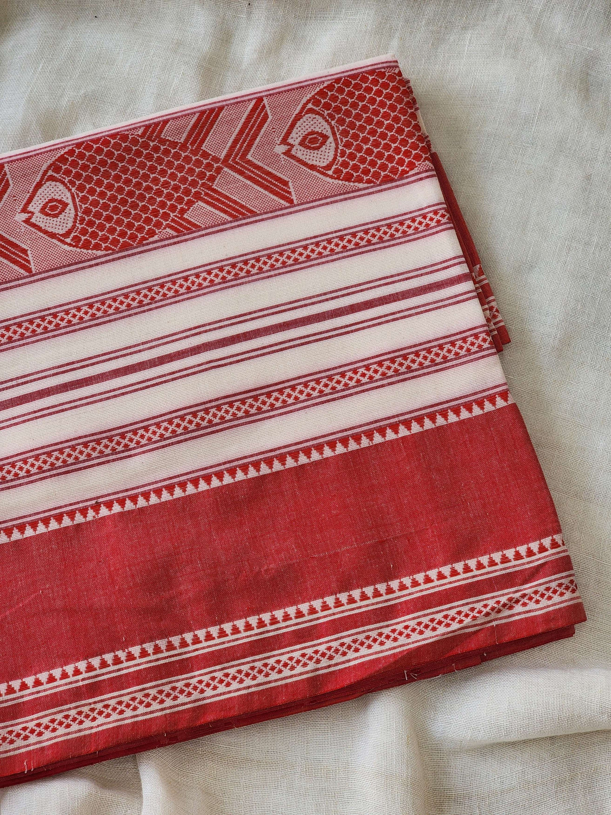 Red Dhonekhali Cotton Saree